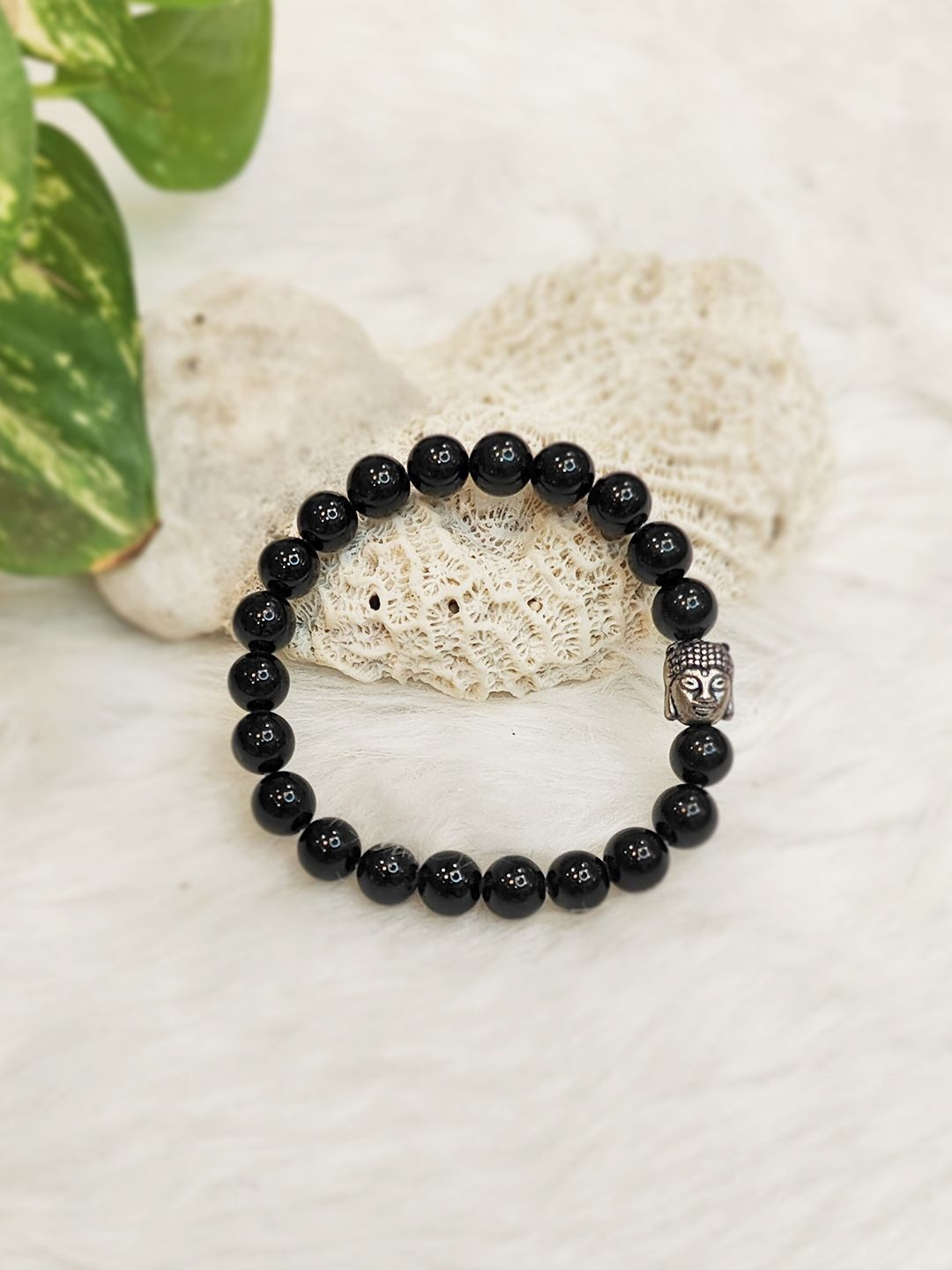 Cold Lava Studio Unisex Tourmaline Beaded Elasticated Bracelet