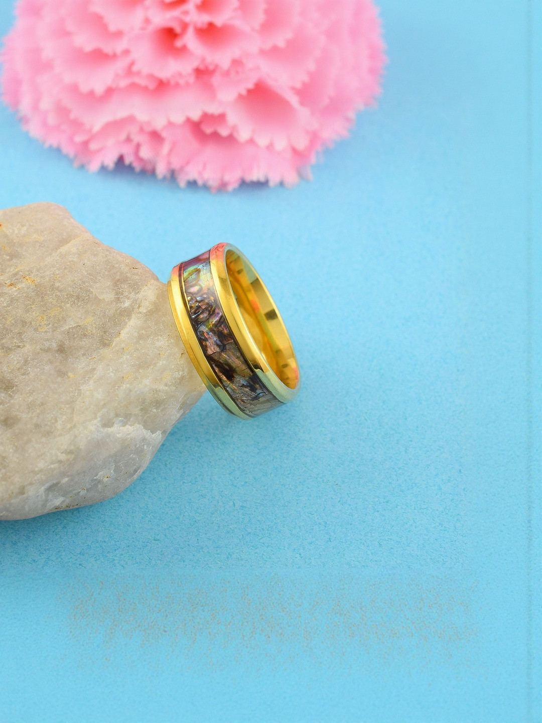 Brass Goldplated Faux Opal Challa finger band Finger ring