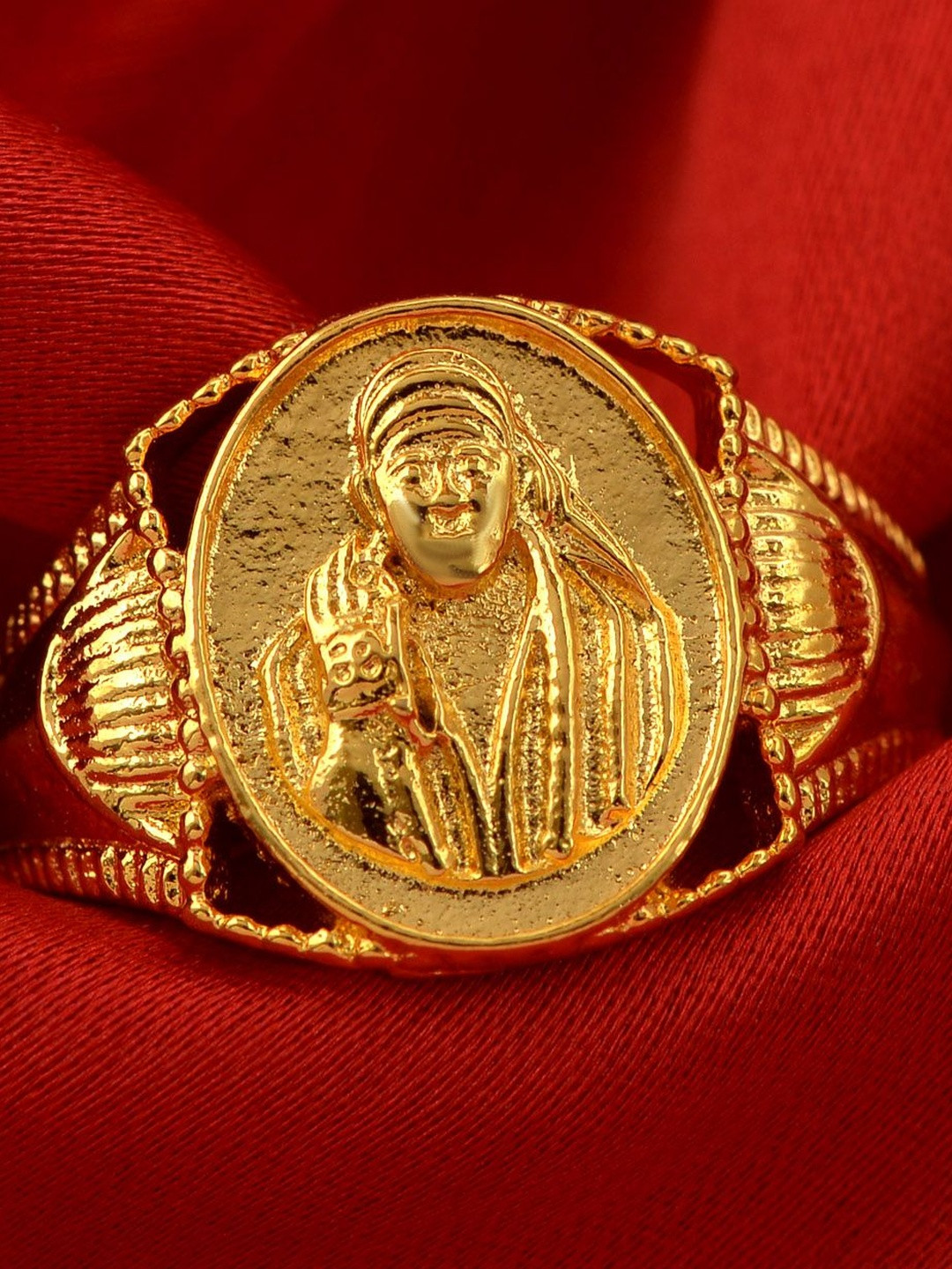 DZINETRENDZ Unisex Gold Plated Shirdi Sai Baba Finger Ring