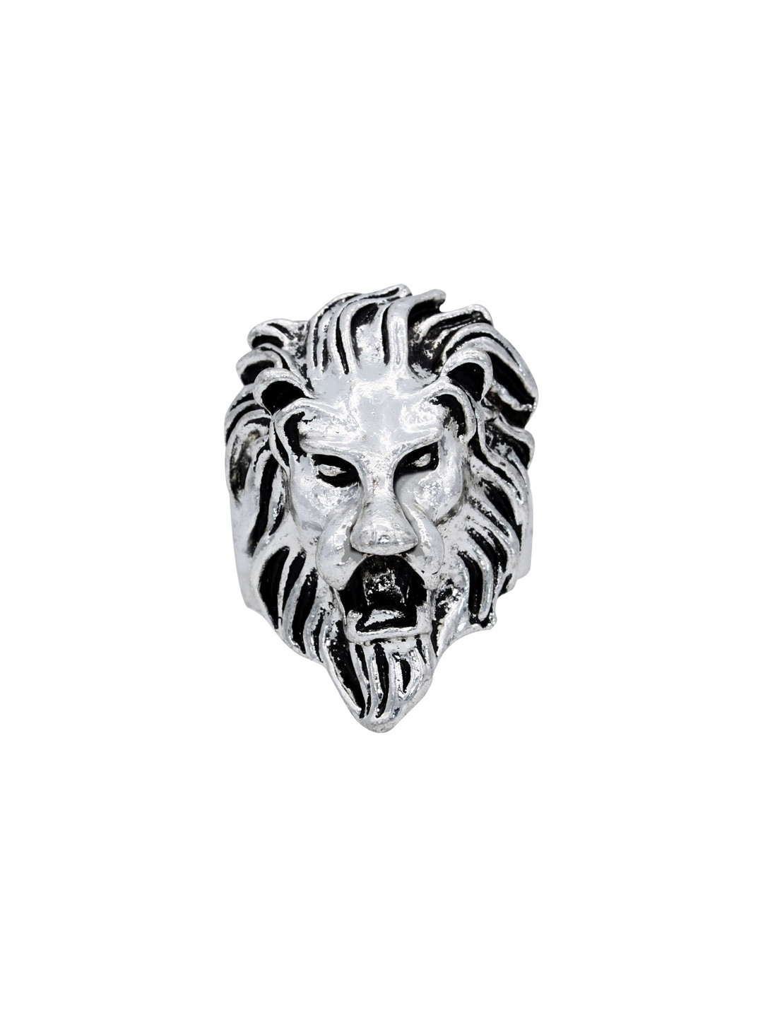 DZINETRENDZ Unisex Oxidised Antique finish Royal Bengal Tiger Head Finger Ring