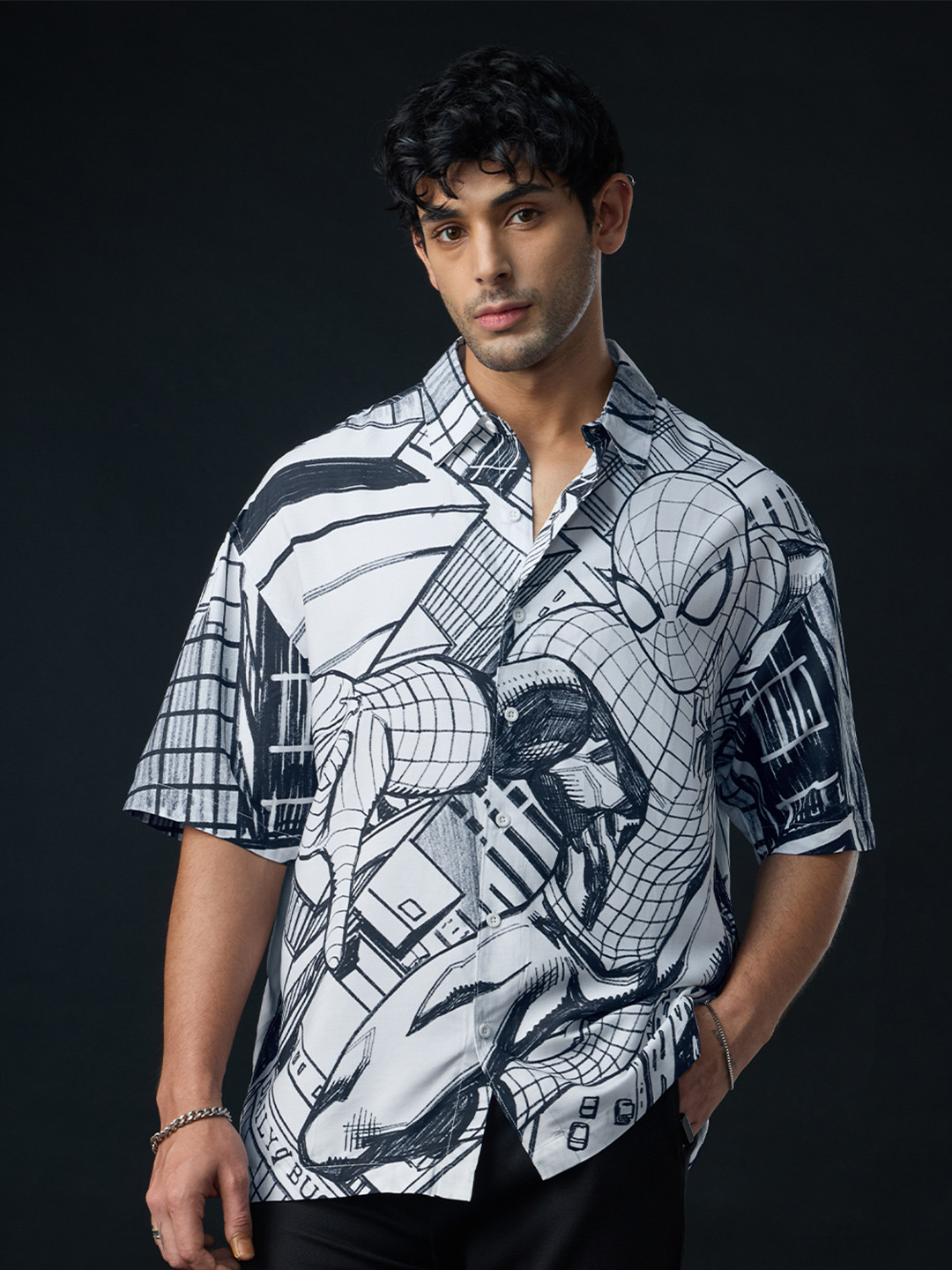 The Souled Store Spider Man Graphic Printed Casual Shirt
