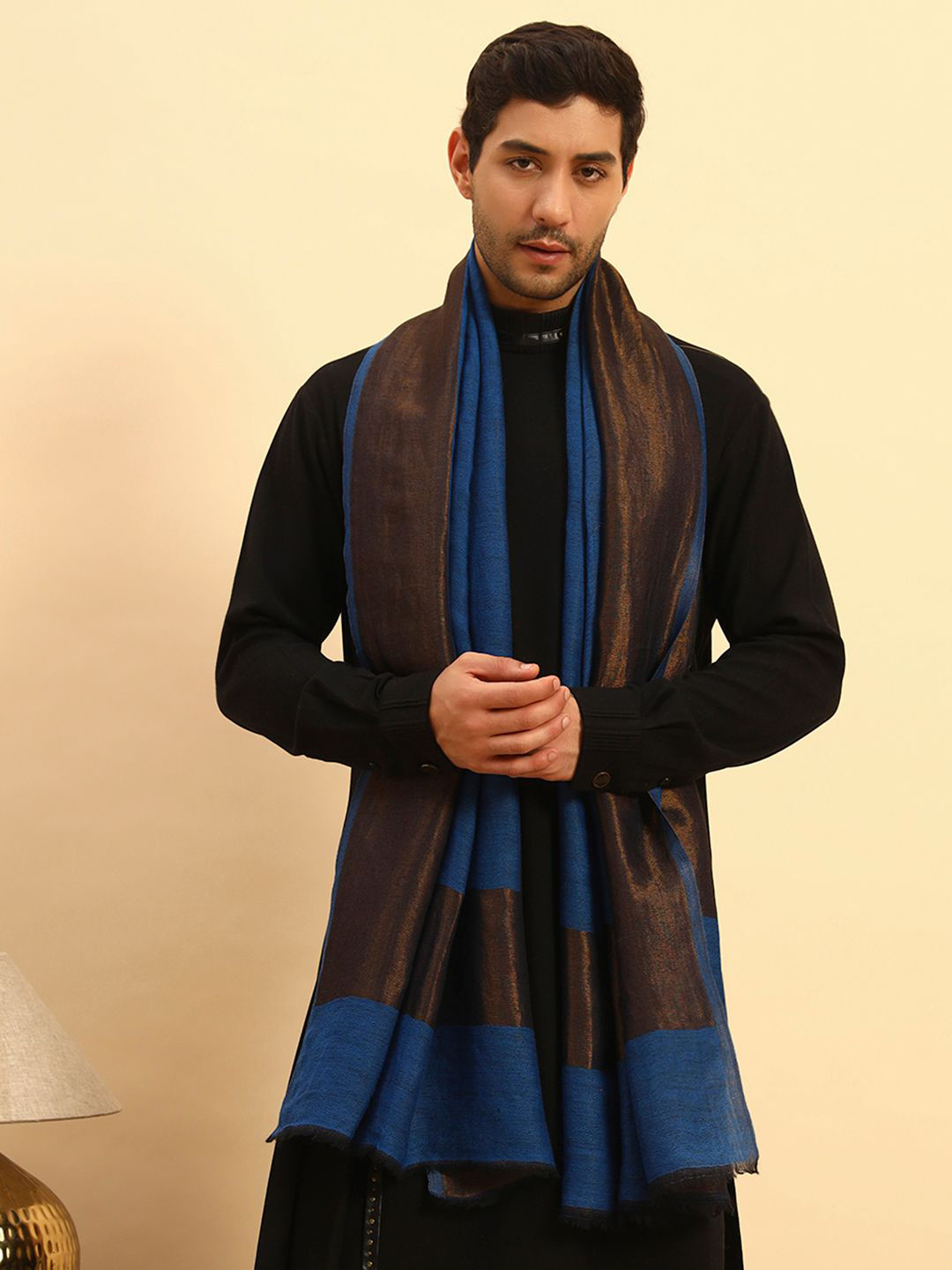 Pashmoda Men Reversible Midnight Bronze Fine Wool Shawl