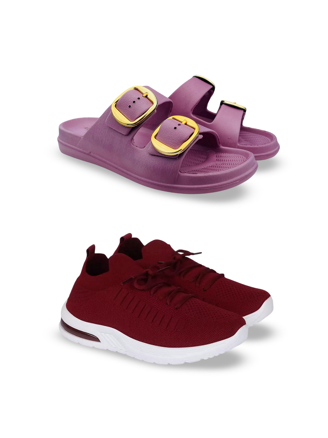 FABBMATE Women Lace-Ups Sneakers With Flip Flops