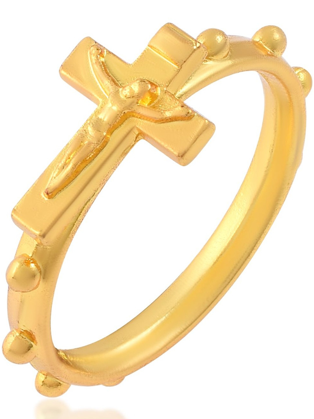 Brass Goldplated Christian spiritual Jesus Crucifix Cross Fingerring