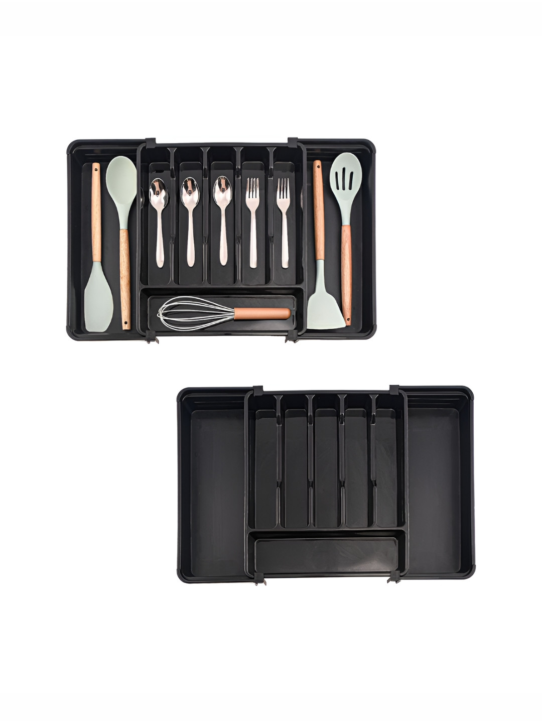 Aura Black 2 Pieces Utensils Drawer Multi-Utility Organisers