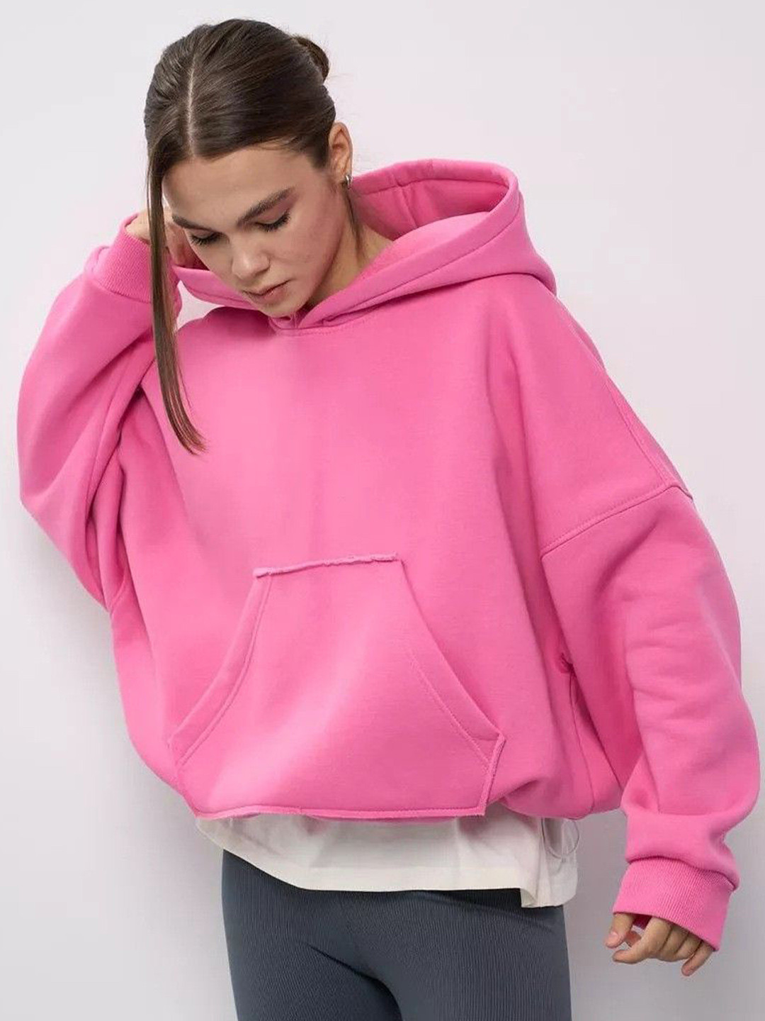 Mast & Harbour Women Solid Hooded Sweatshirt