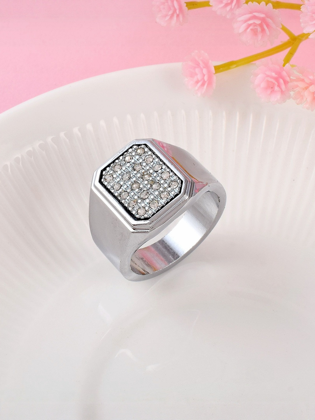 Stainless Steel Platinum Diamond Moissanite Heavy fingerring