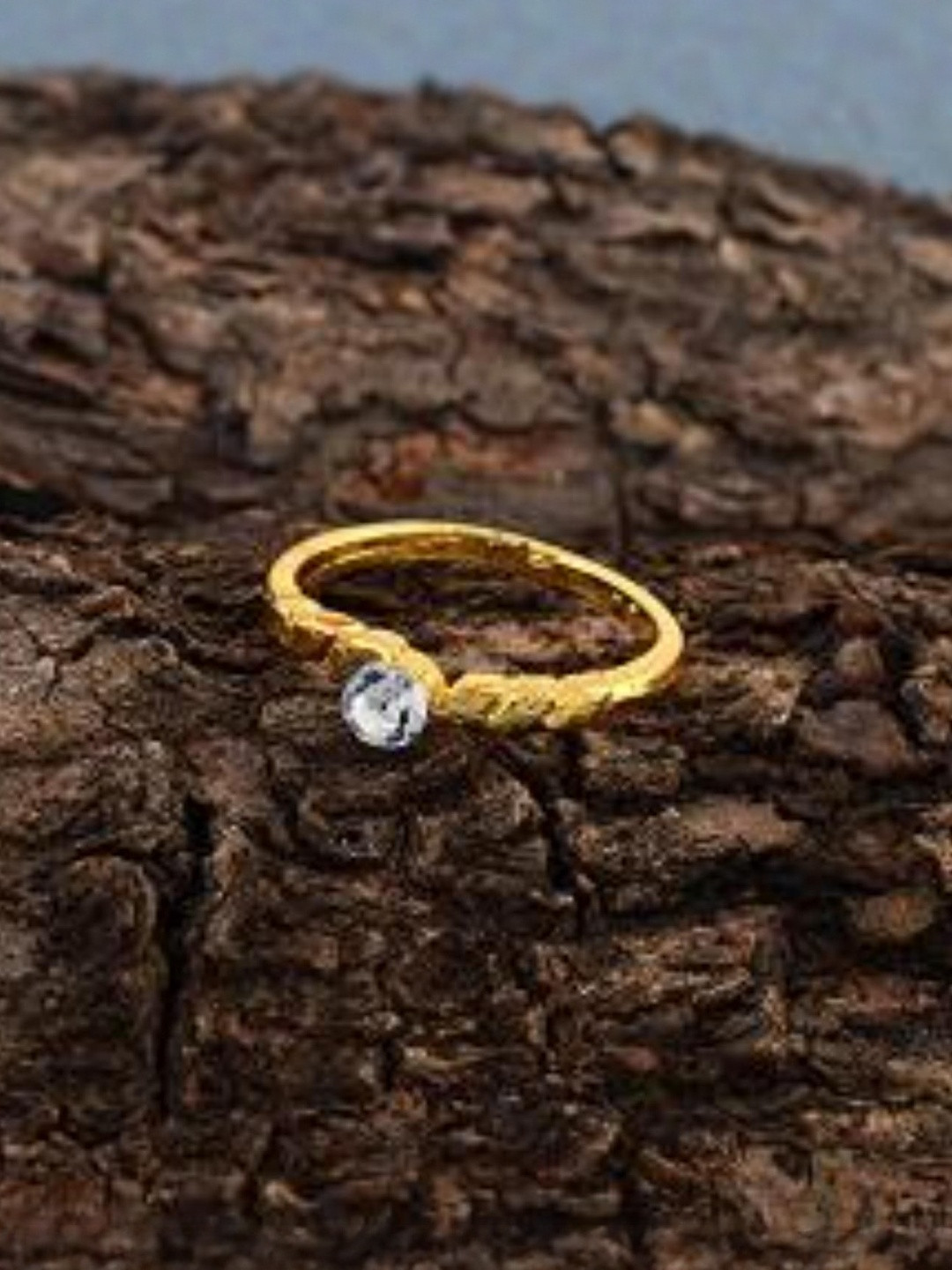 Goldplated Brass Lab Grown Imitation Diamond Dainty Fingerring