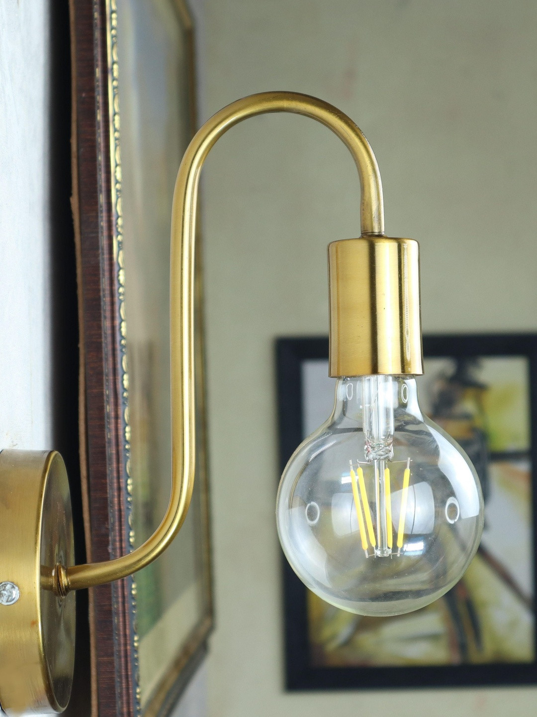 HomesElite Gold-Toned Uplight Wall Lamp With Bulb