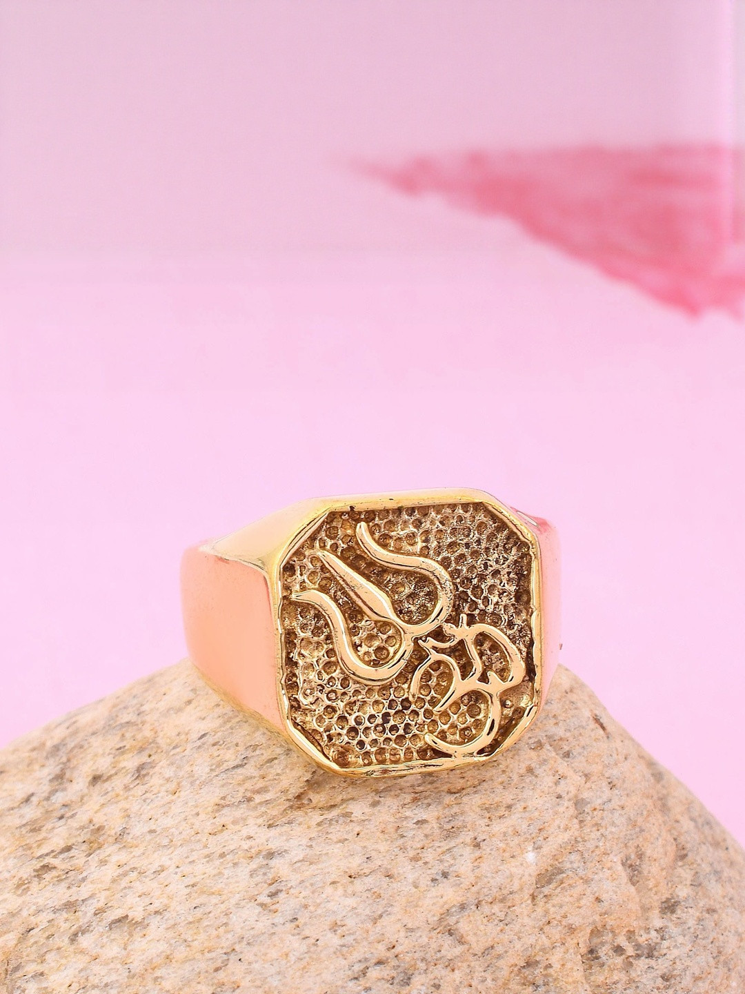Pure Brass Om Trishul Stylish Fashion finger ring