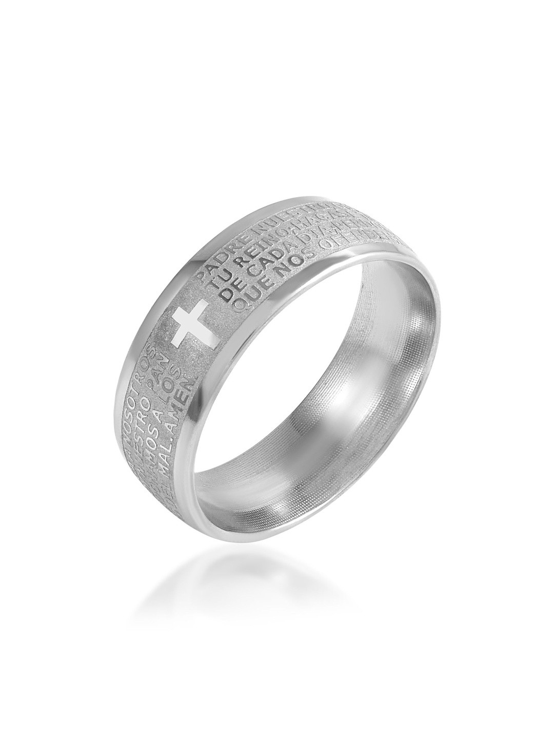 Stainless Steel Jesus prayer in Spanish Bible verse Fingerband challa