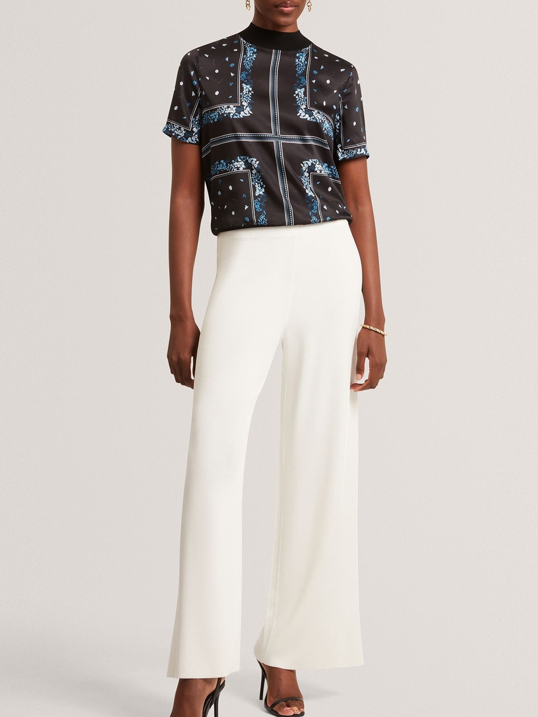 Ted Baker Floral Printed High Neck Cotton Top