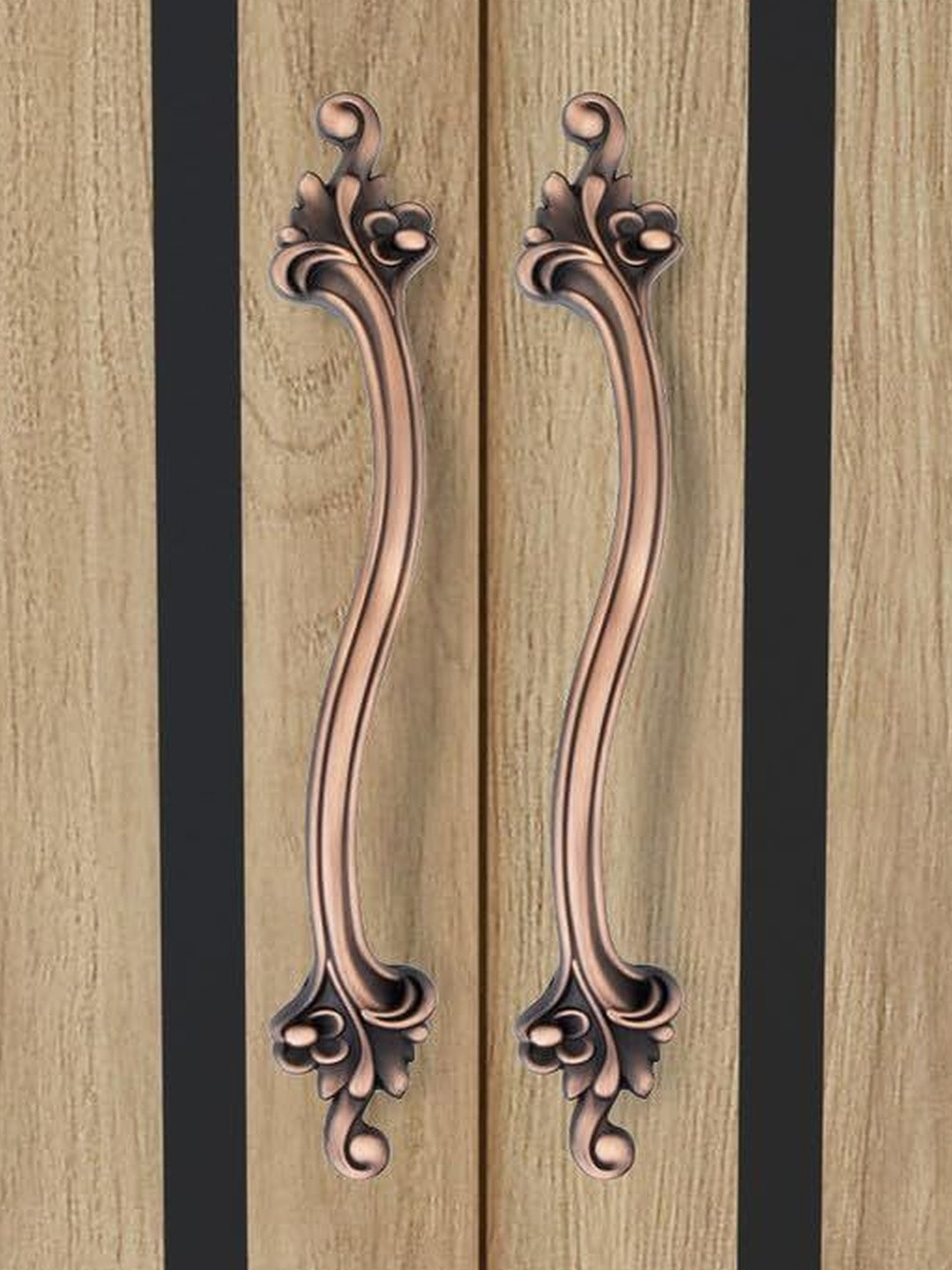 GLOXY Copper Set of 2 Floral Shaped Door Handle