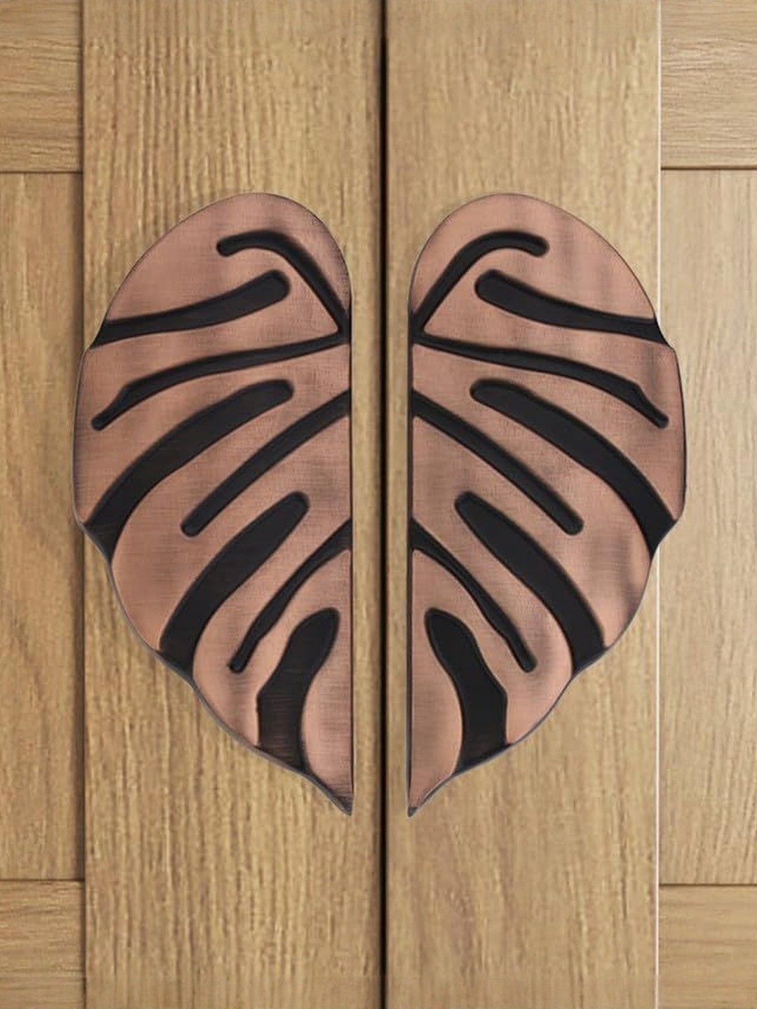 GLOXY 2 Pc Copper Leaf Shape Door Handles