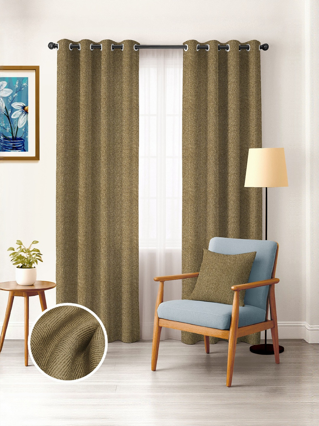 TWILLBONE PREMIUM DARK BROWN BLACKOUT LONG DOOR CURTAINS 9 FT
