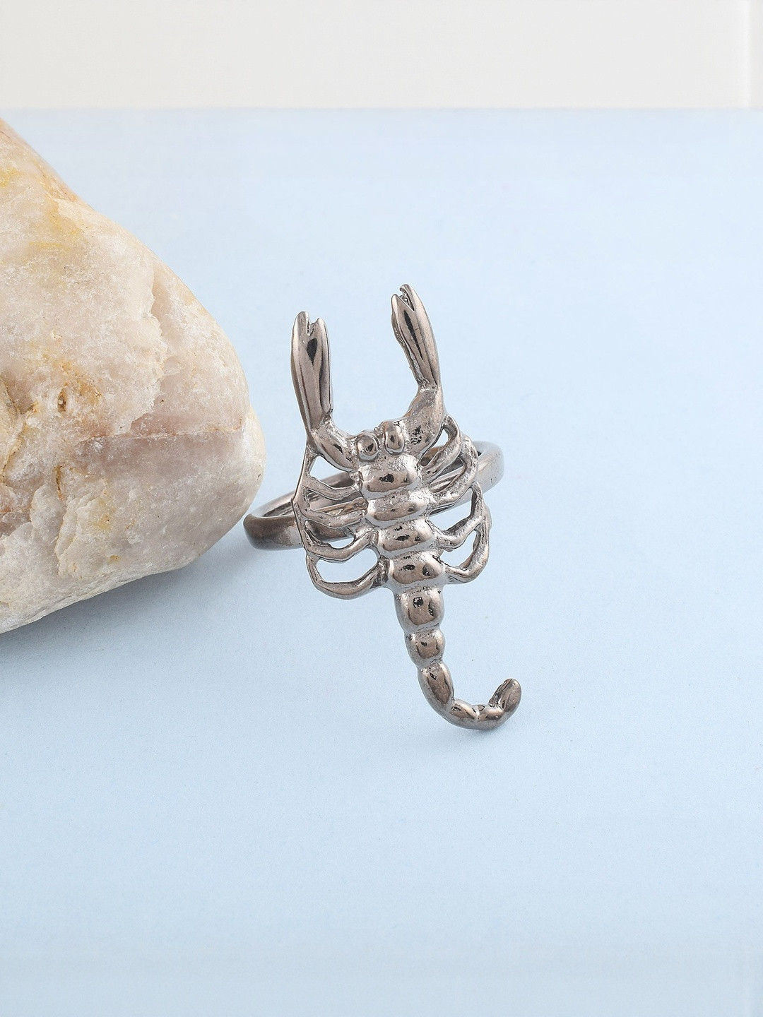 Brass Oxidised Silverplated Scorpion Bicchu Fashion Finger ring