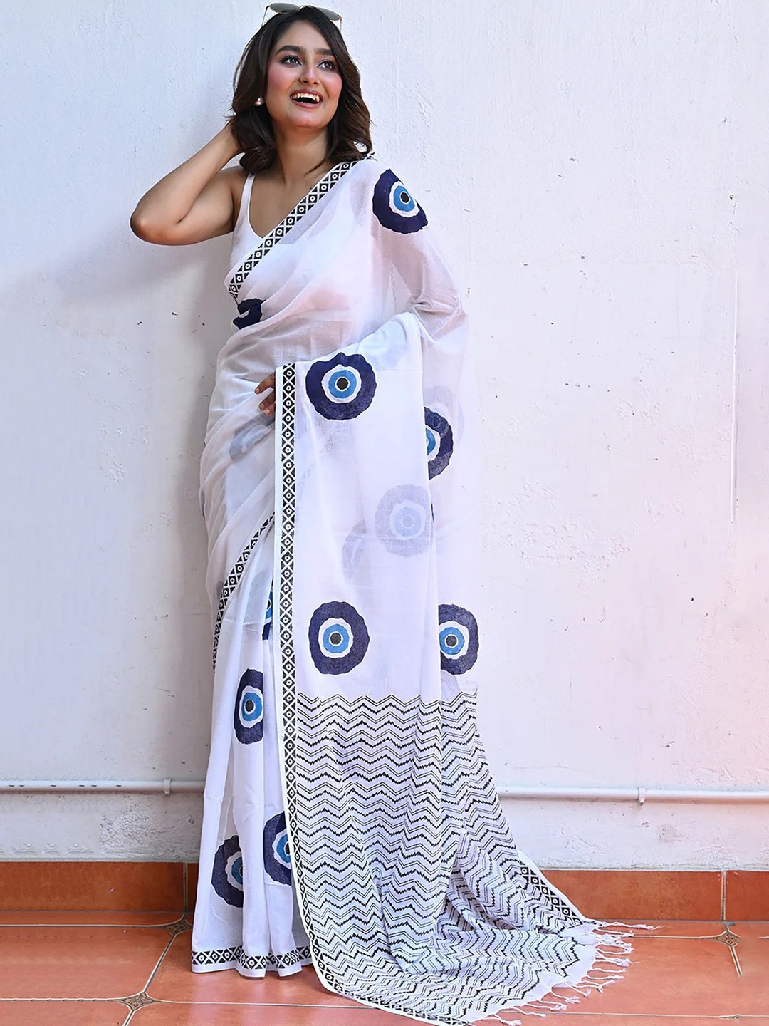 Moda Rapido Ethnic Motifs Printed Designer Block Print Saree