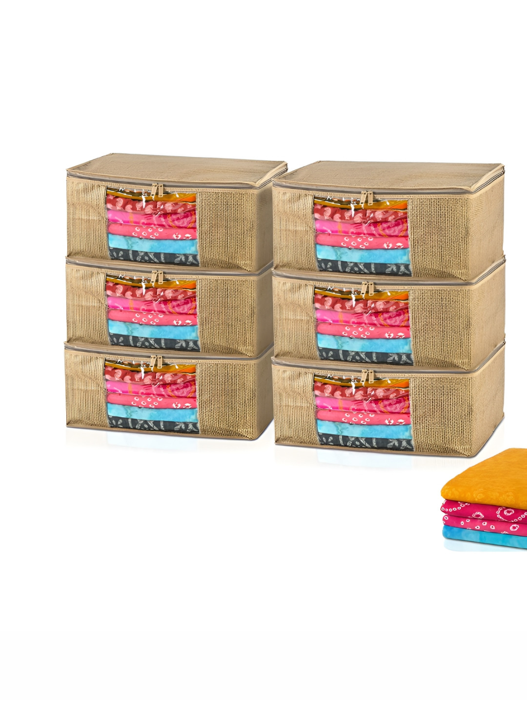 Aura Gold-Toned 6 Pieces Self Design Saree Covers Organisers
