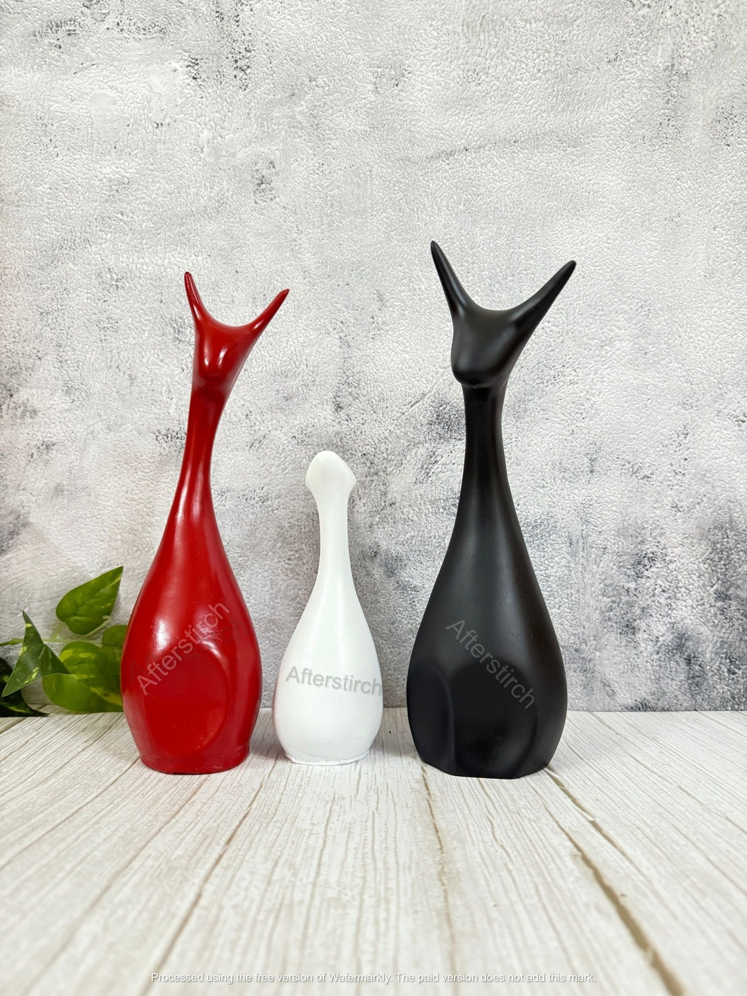 Afterstitch Set of 3 Multicoloured Modern Art Animal Figurines Showpiece