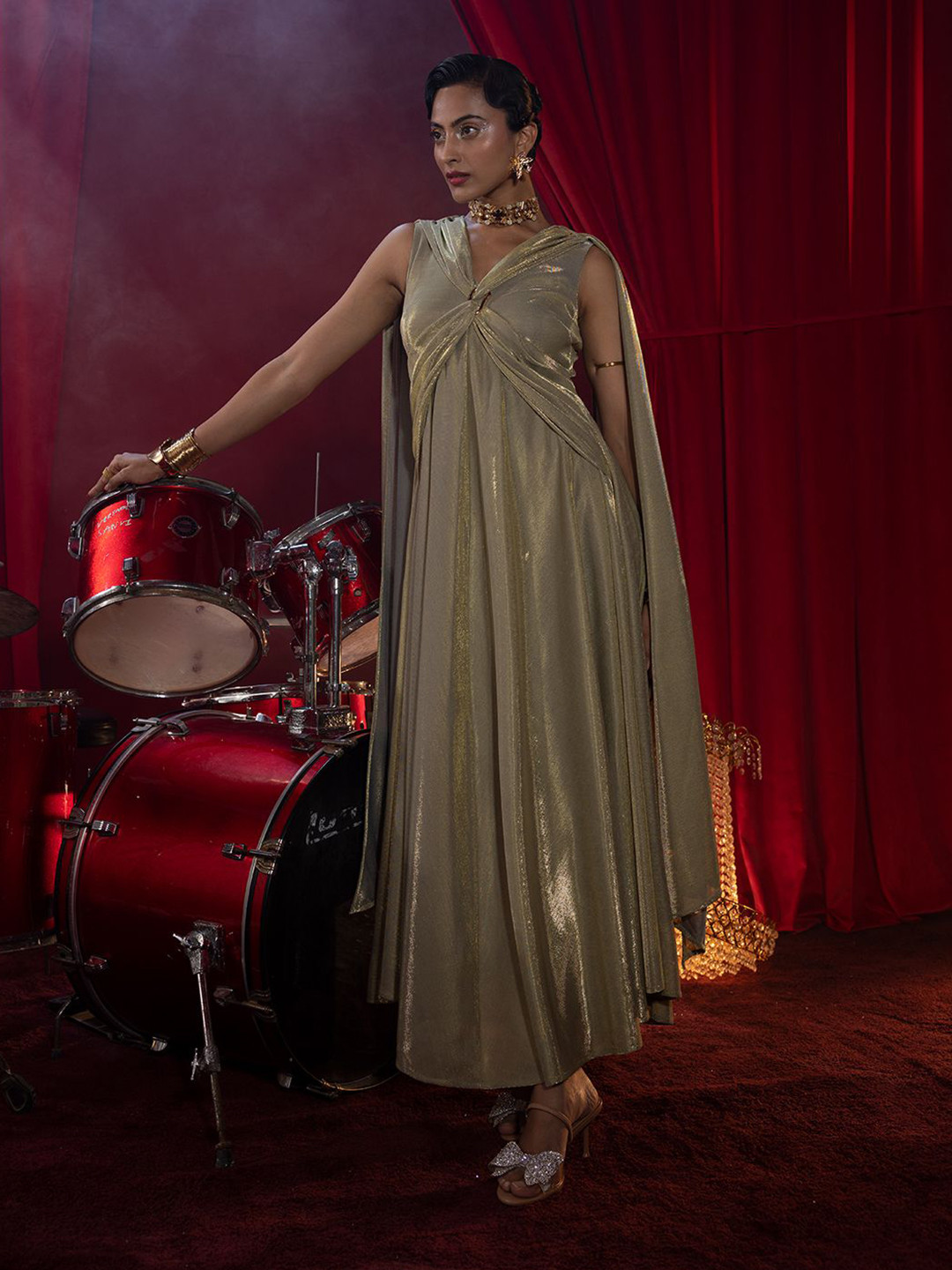 HOUSE OF FETT Queen Of Hearts Women Donatella Golden Glow Evening Gown