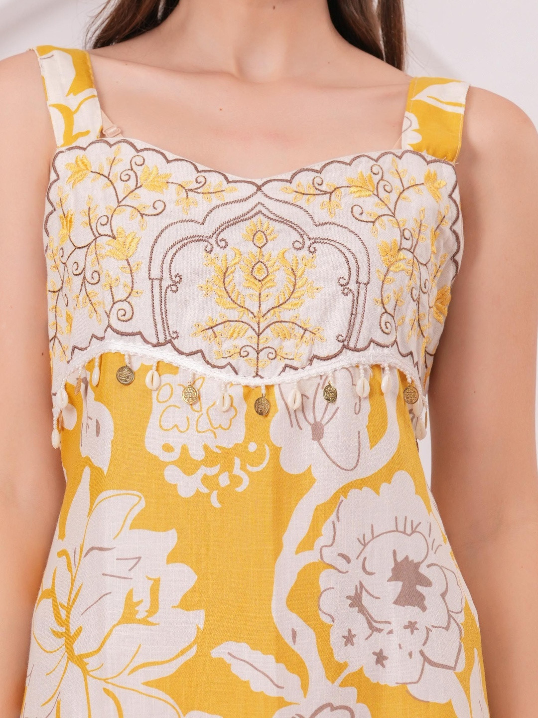 Women Mustard CottonRayon Dress