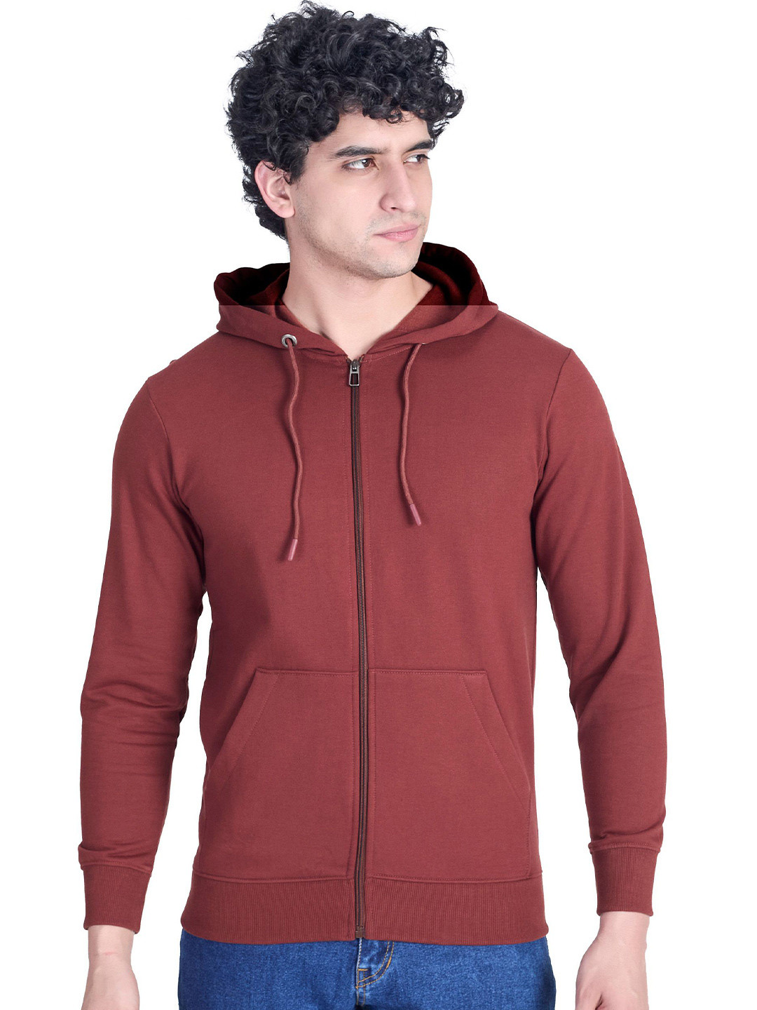 PRORIDERS Men Solid Hooded Long Sleeves Front Open Regular Sweatshirt