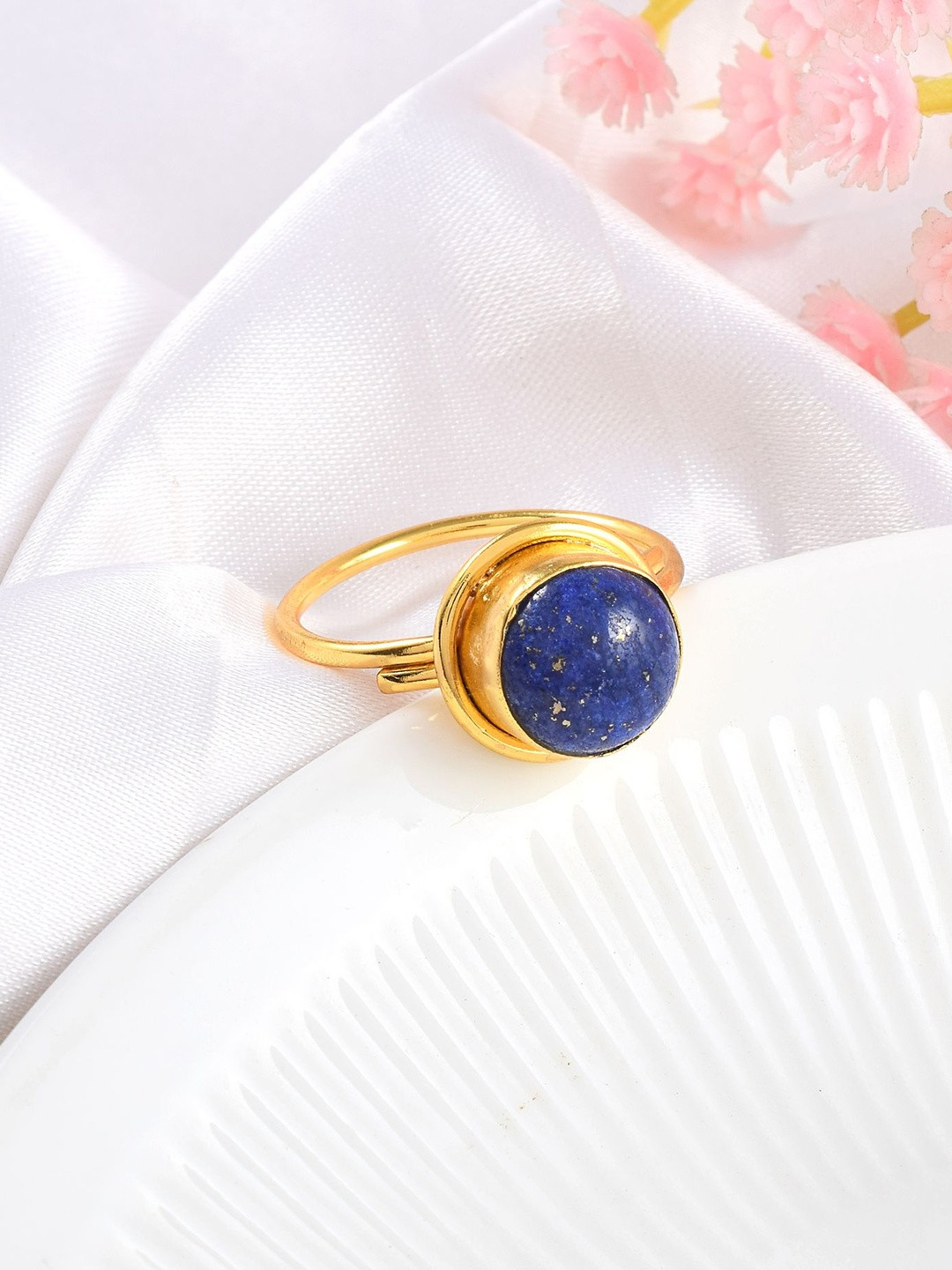 Brass Goldplated Natural Lapis Lazuli Reiki Fenghsui Astrology Rashi