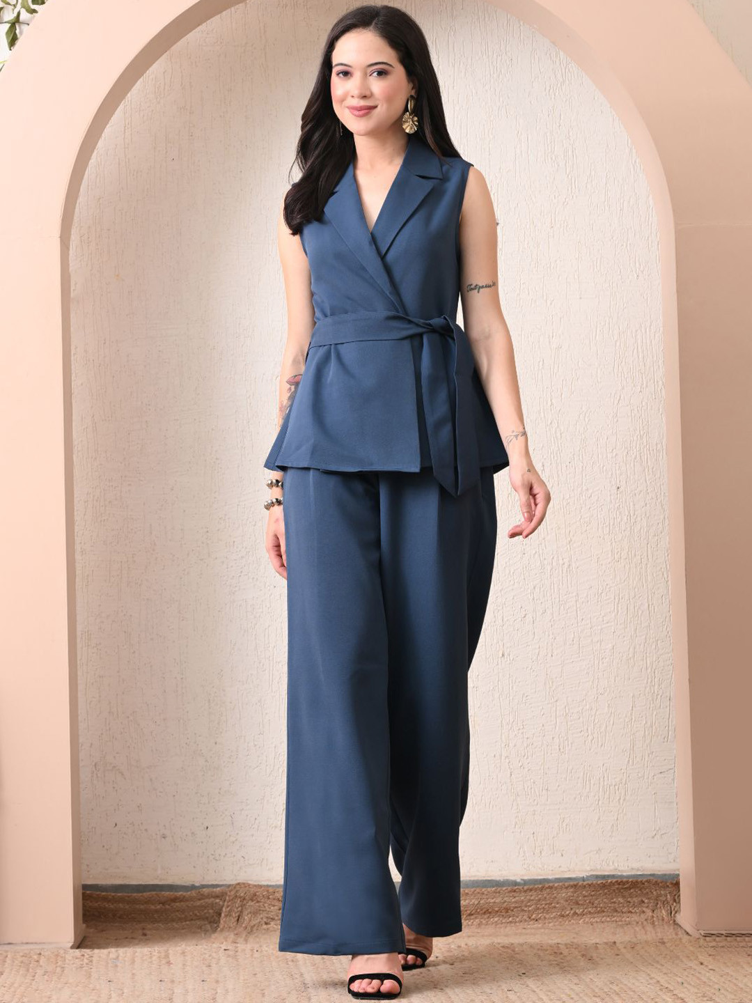 YELLOW PARROT Peplum Top With Trousers