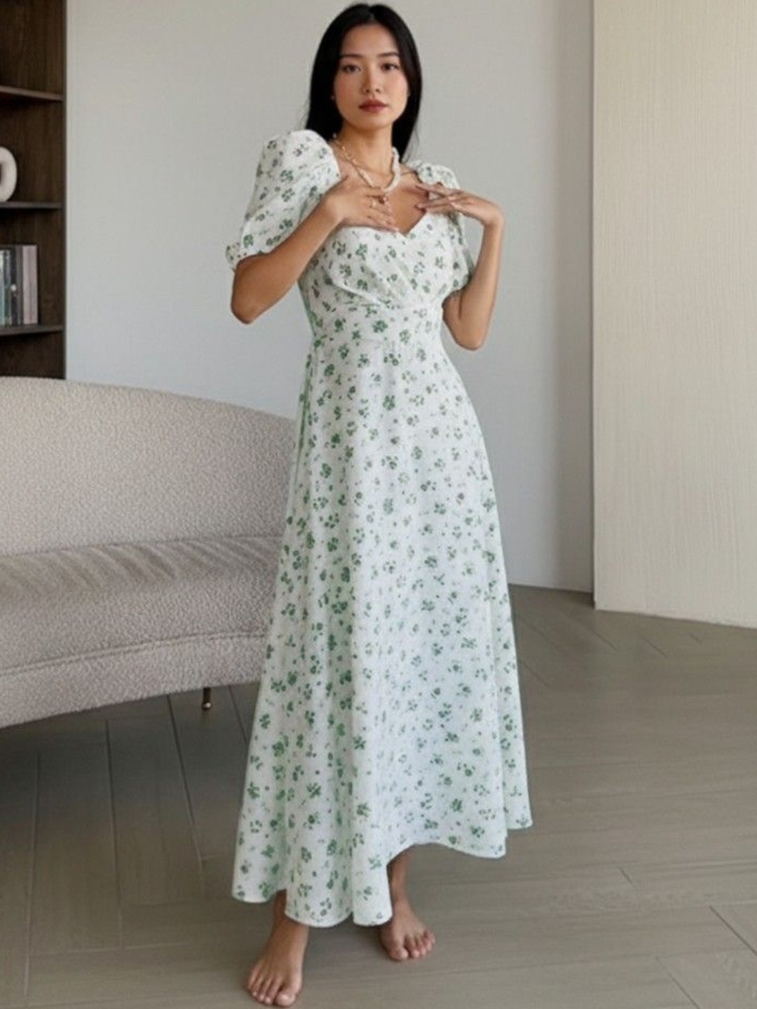 Puff Sleeve Floral Dress