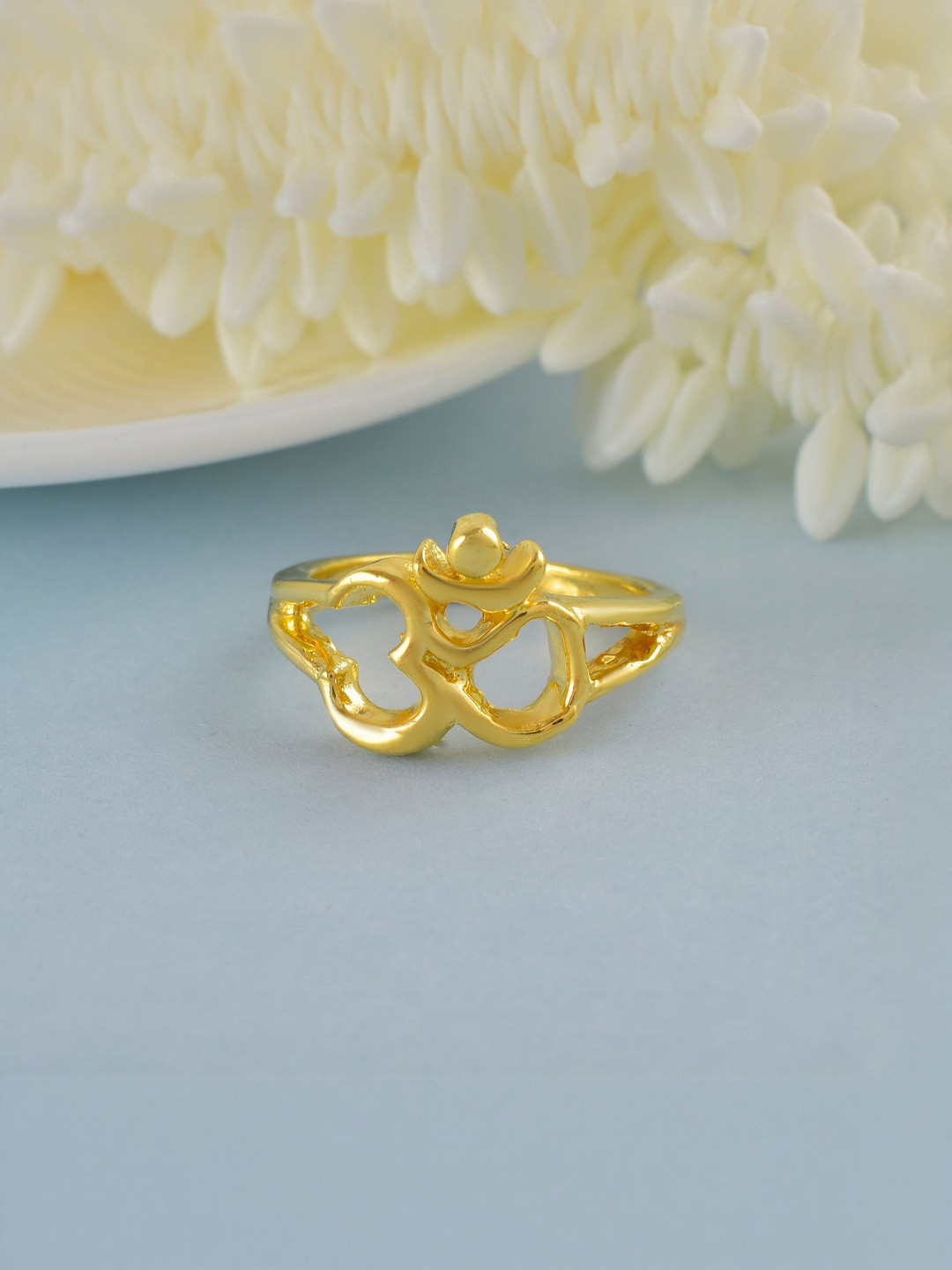 DZINETRENDZ Unisex Gold Plated OM Design Finger Ring