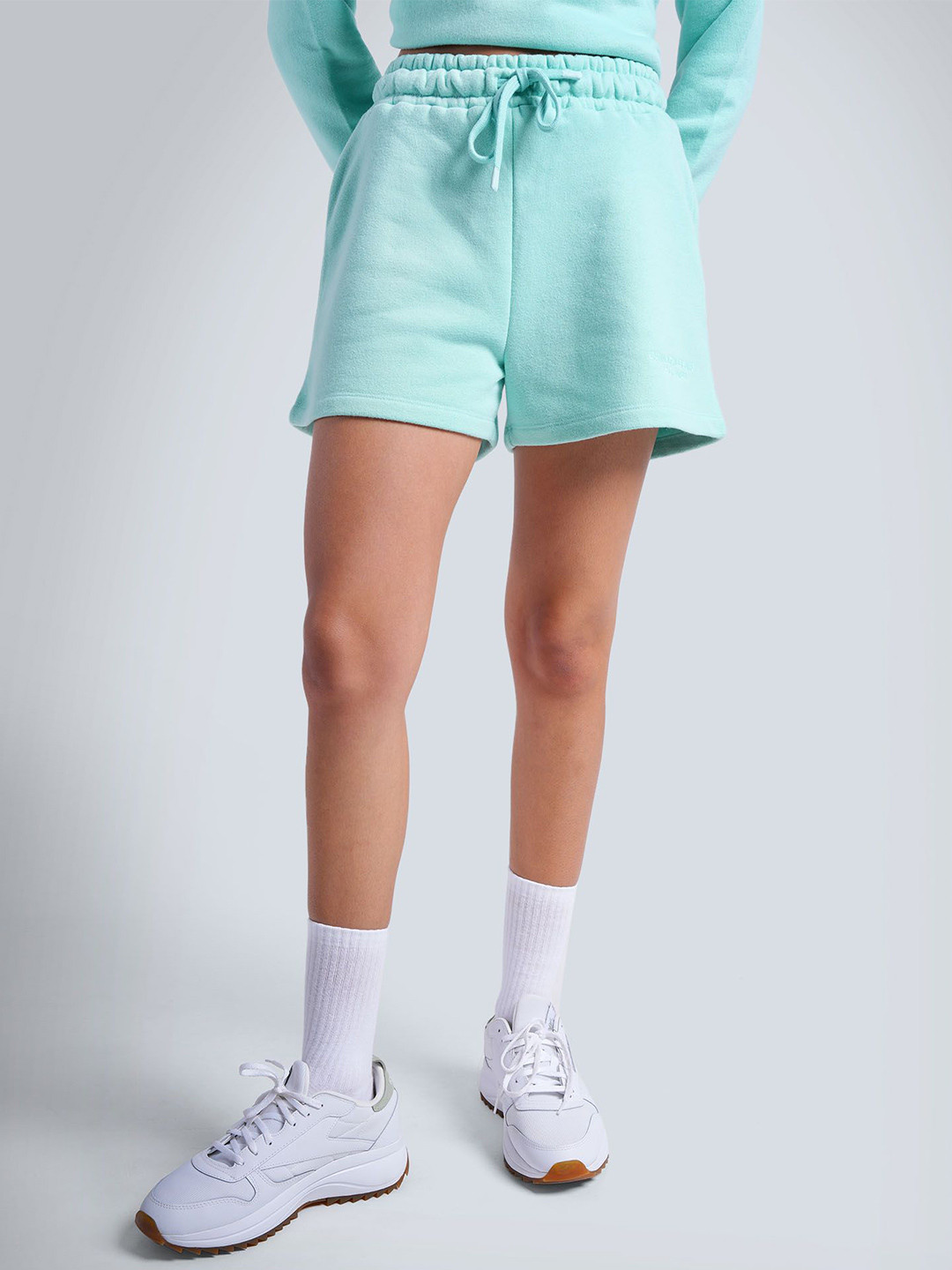 CAVA Women Mint Cloud Slim Fit High-Rise Training or Gym Shorts