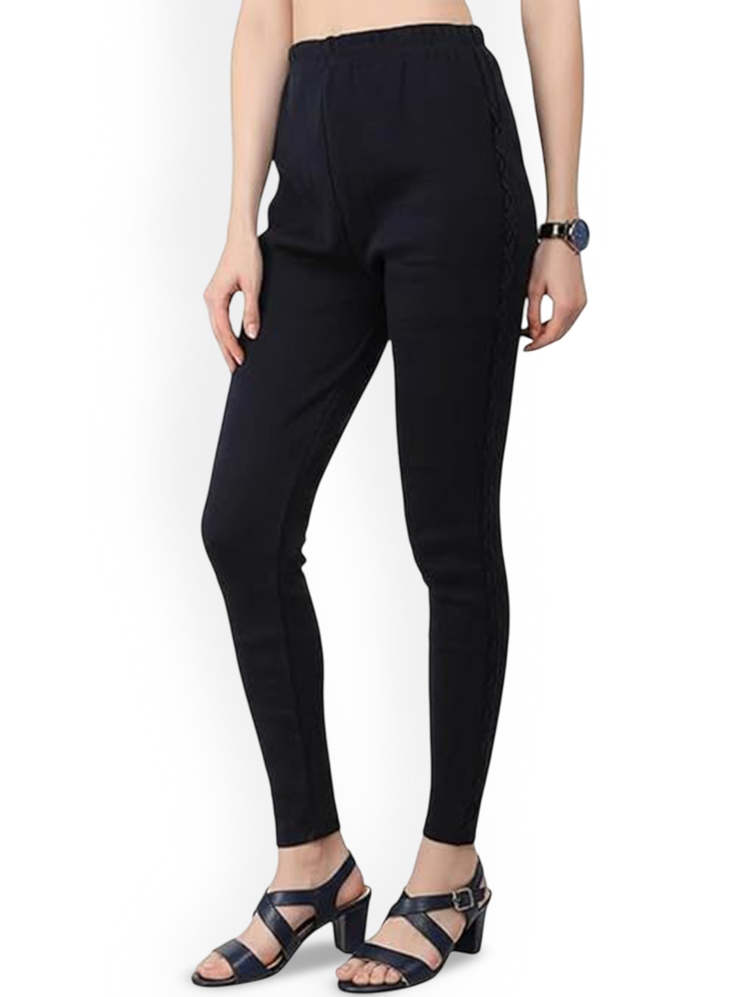 Thrifty Thread Women Woolen Mid-Rise Churidar-Length Leggings