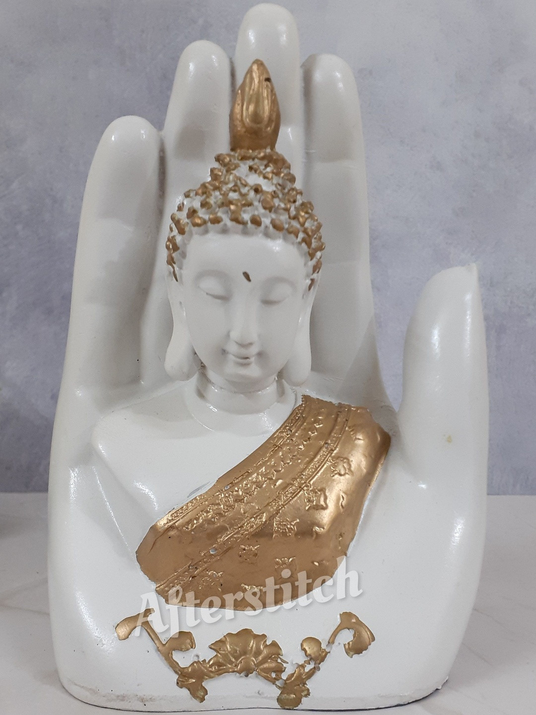 Afterstitch White Buddha Idol Showpiece