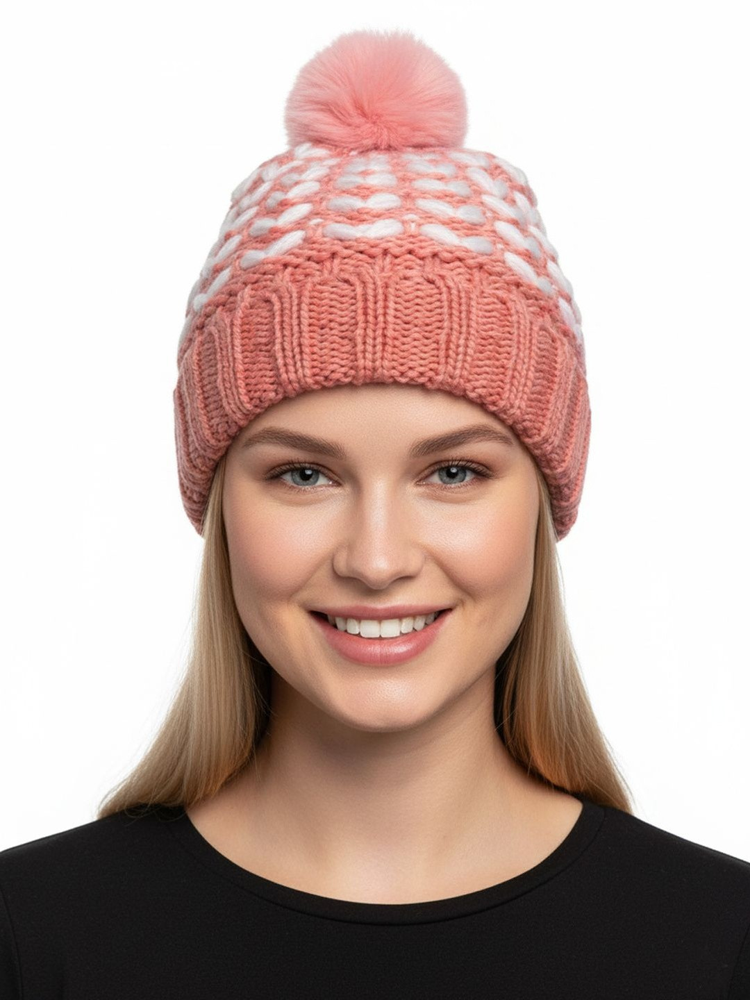 Moda Rapido Women Pink Woolen Beanie Cap