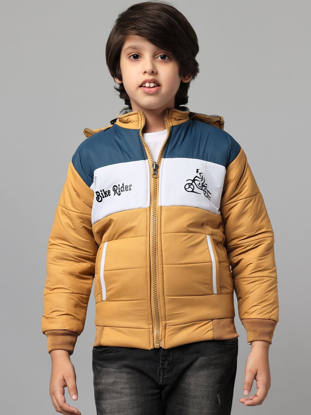 TRENDY WORLD Boys Colourblocked Outdoor Open Front Jacket