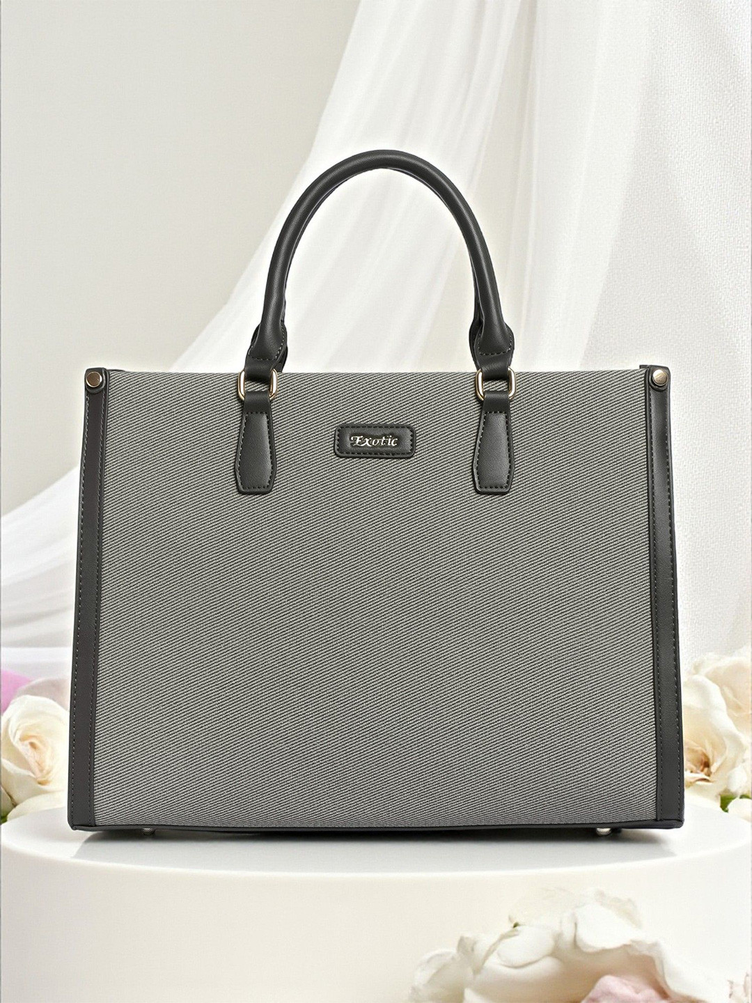 Exotic Textured Synthetic Leather Medium Structured Satchel Bag