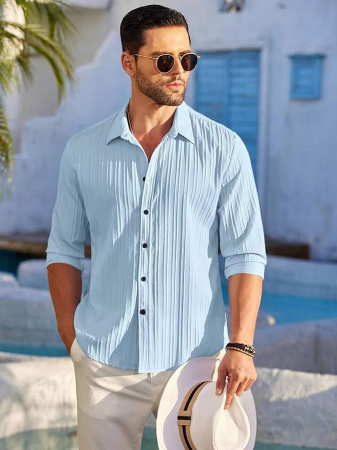 Deelmo Casual Mandarin Collar Shirt