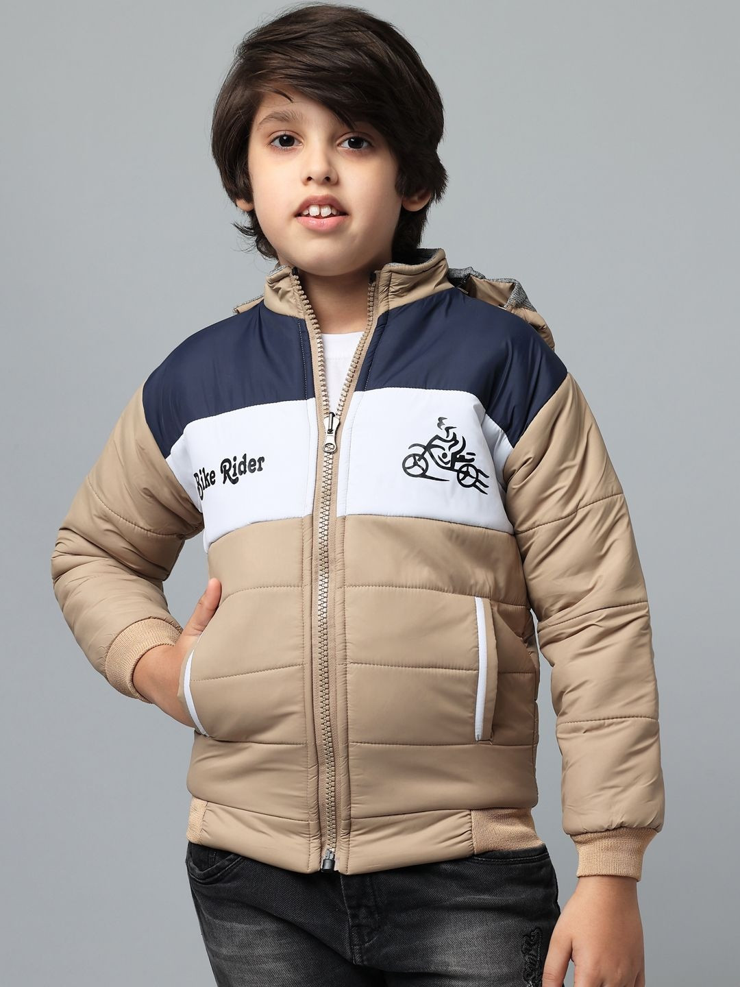 TRENDY WORLD Boys Colourblocked Full Sleeves Casual Jacket