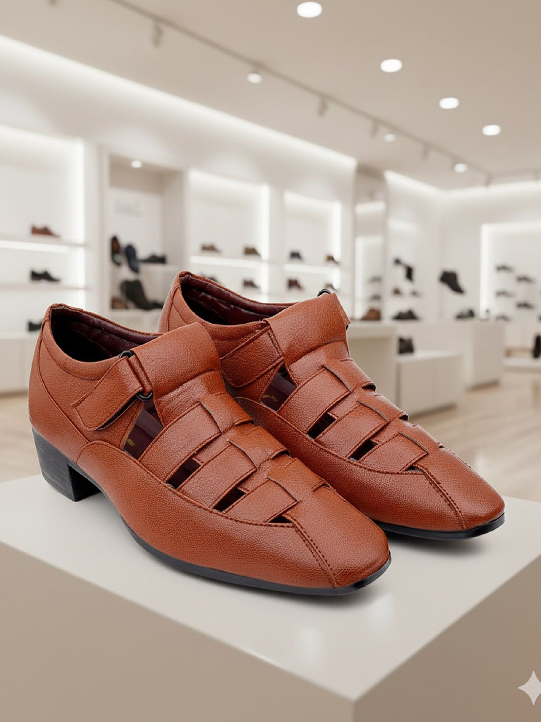 Bxxy Men Height Increasing Formal Velcro Roman Shoe-Style Sandals