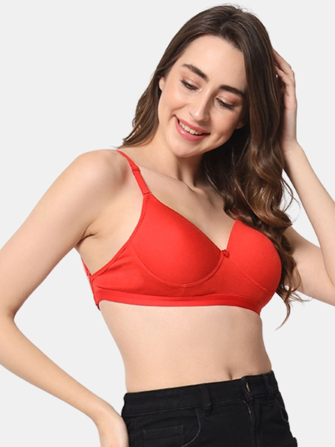 BEWILD Women Red Full Coverage Heavily Padded Backless Cotton Bra