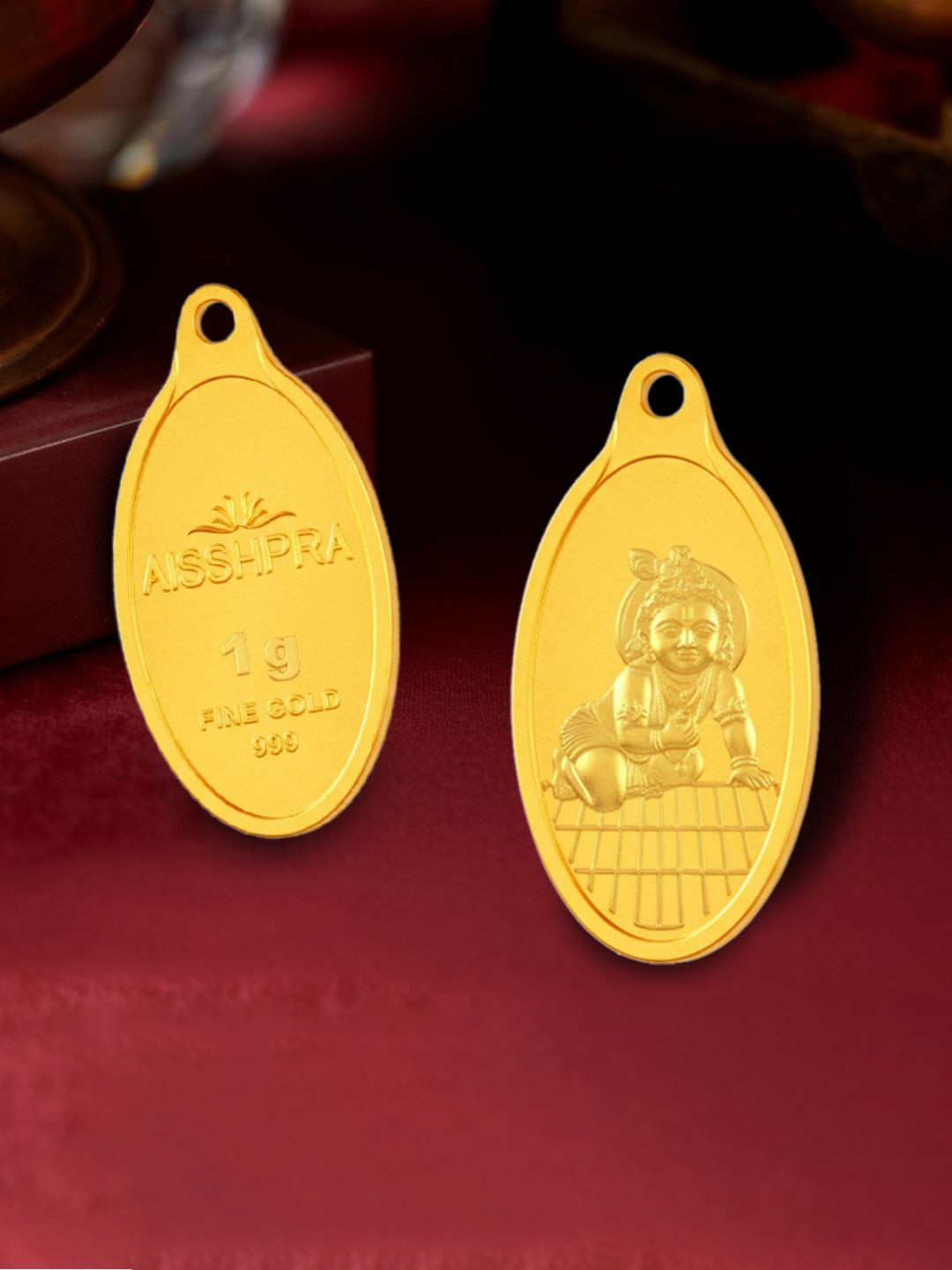 Aisshpra 24 KT Laddu Gopal Gold Coin Pendant - 1 g