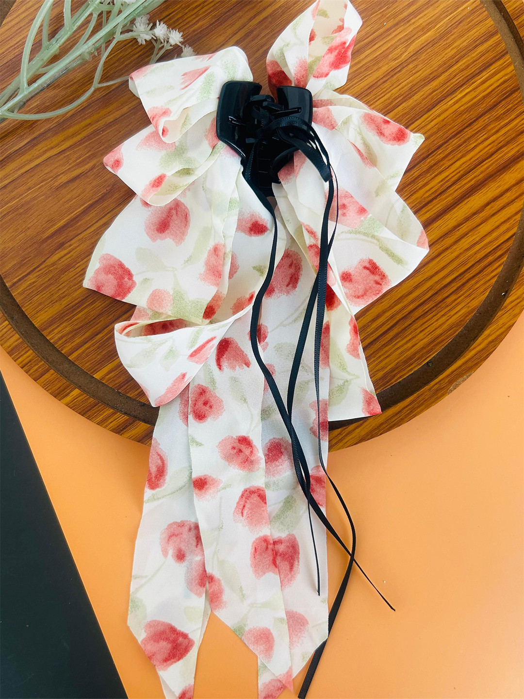 Radhya Accessories Women Long Floral Bow Hair Claw Clip Hair Accessory