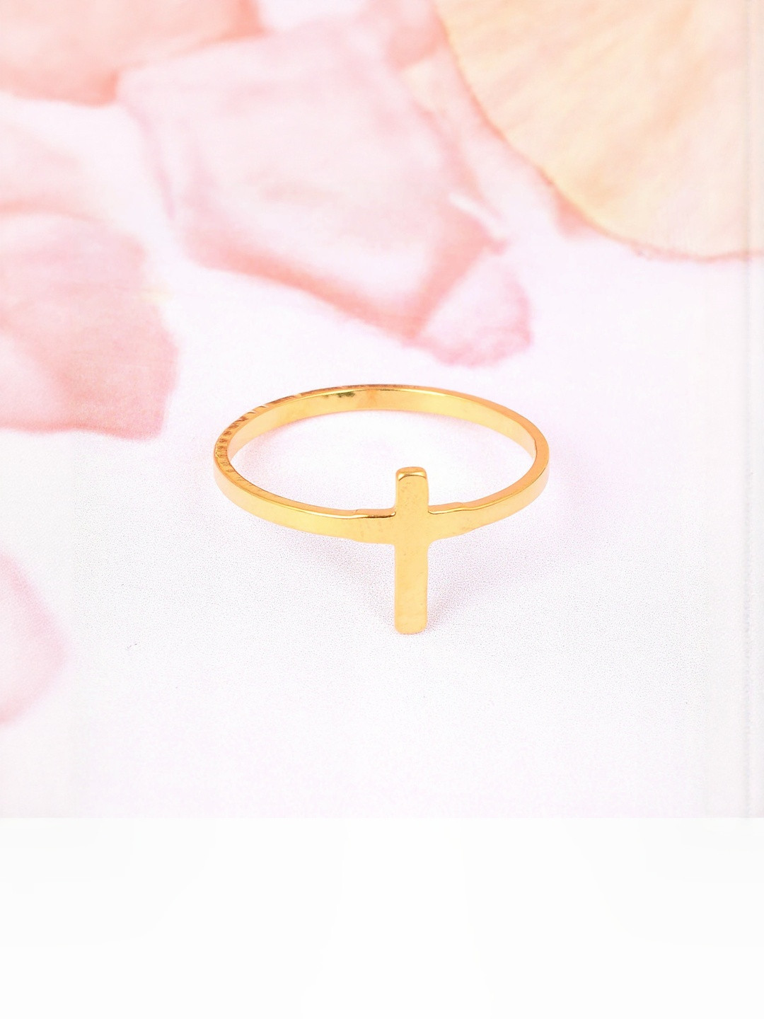 Brass Goldplated Catholic Jesus Crucifix Cross Fingerring