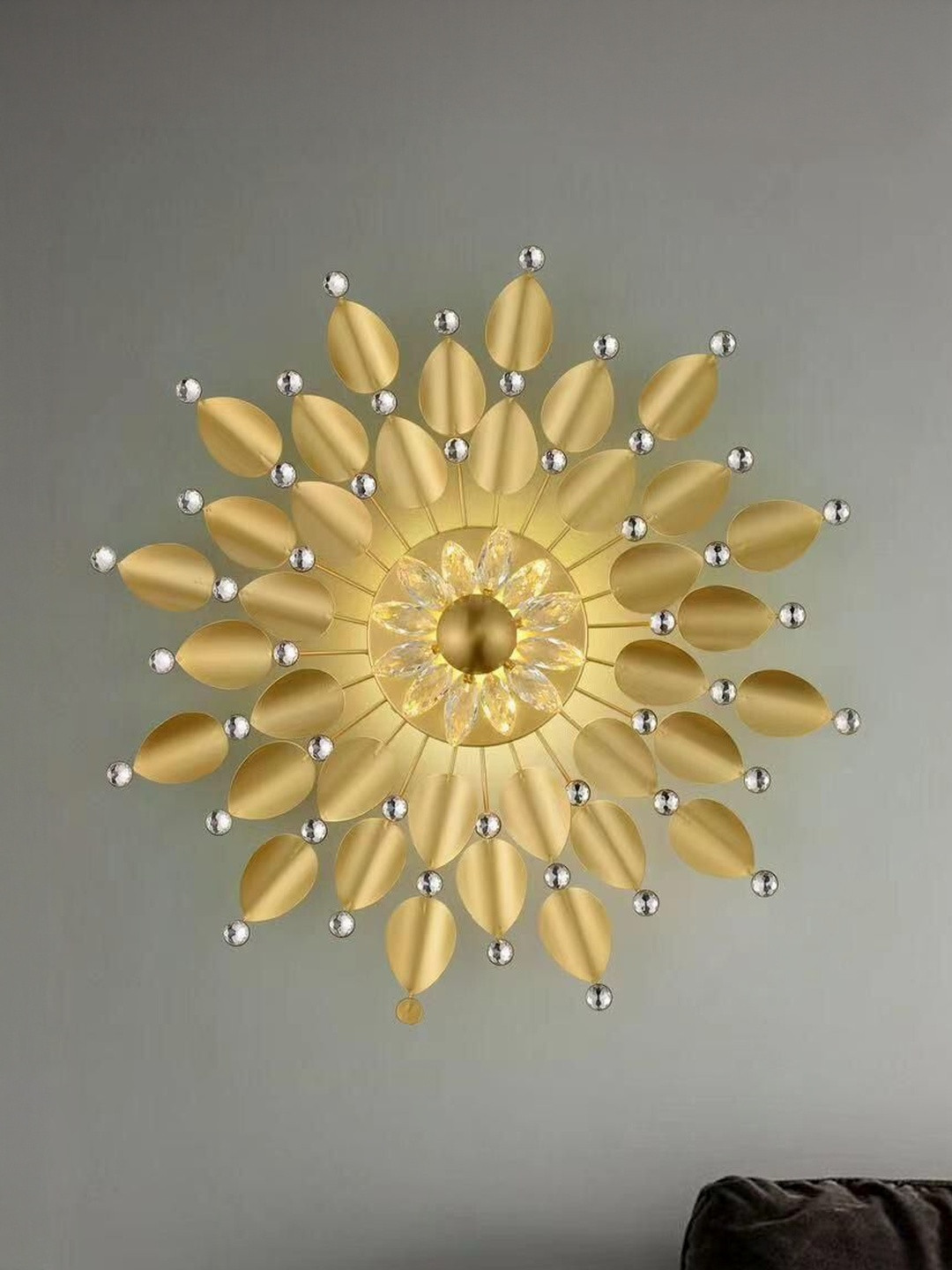 HomesElite Gold-Toned Wallchiere Wall Lamp With Bulb