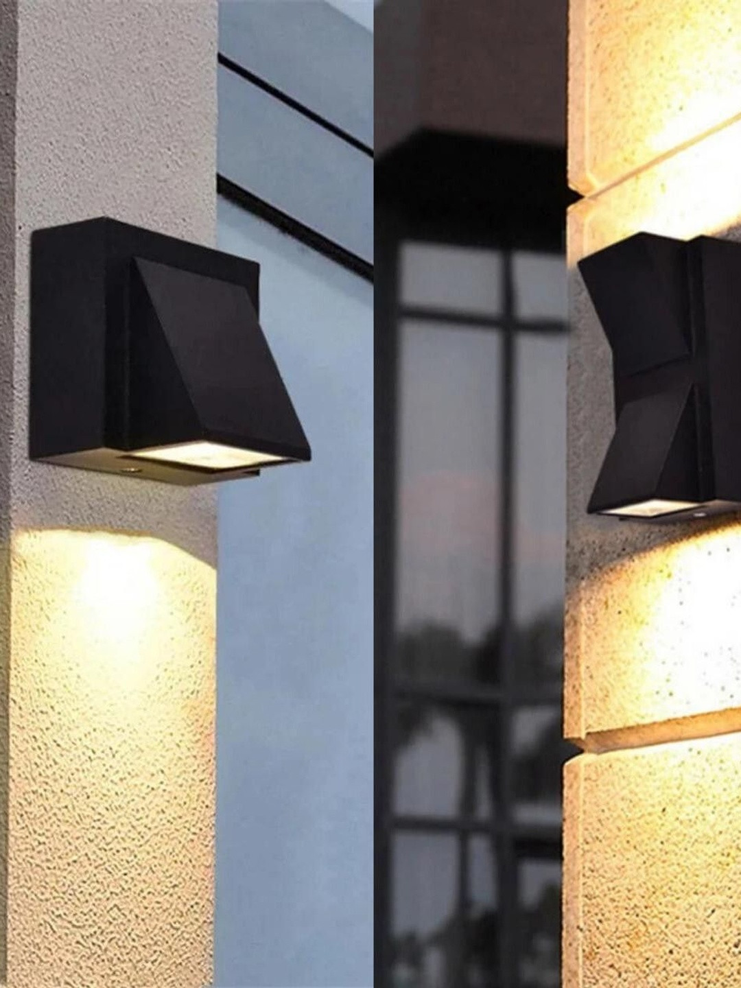 HomesElite Pack of 2 Black Metal Rectangle Wall Lamp With Bulb