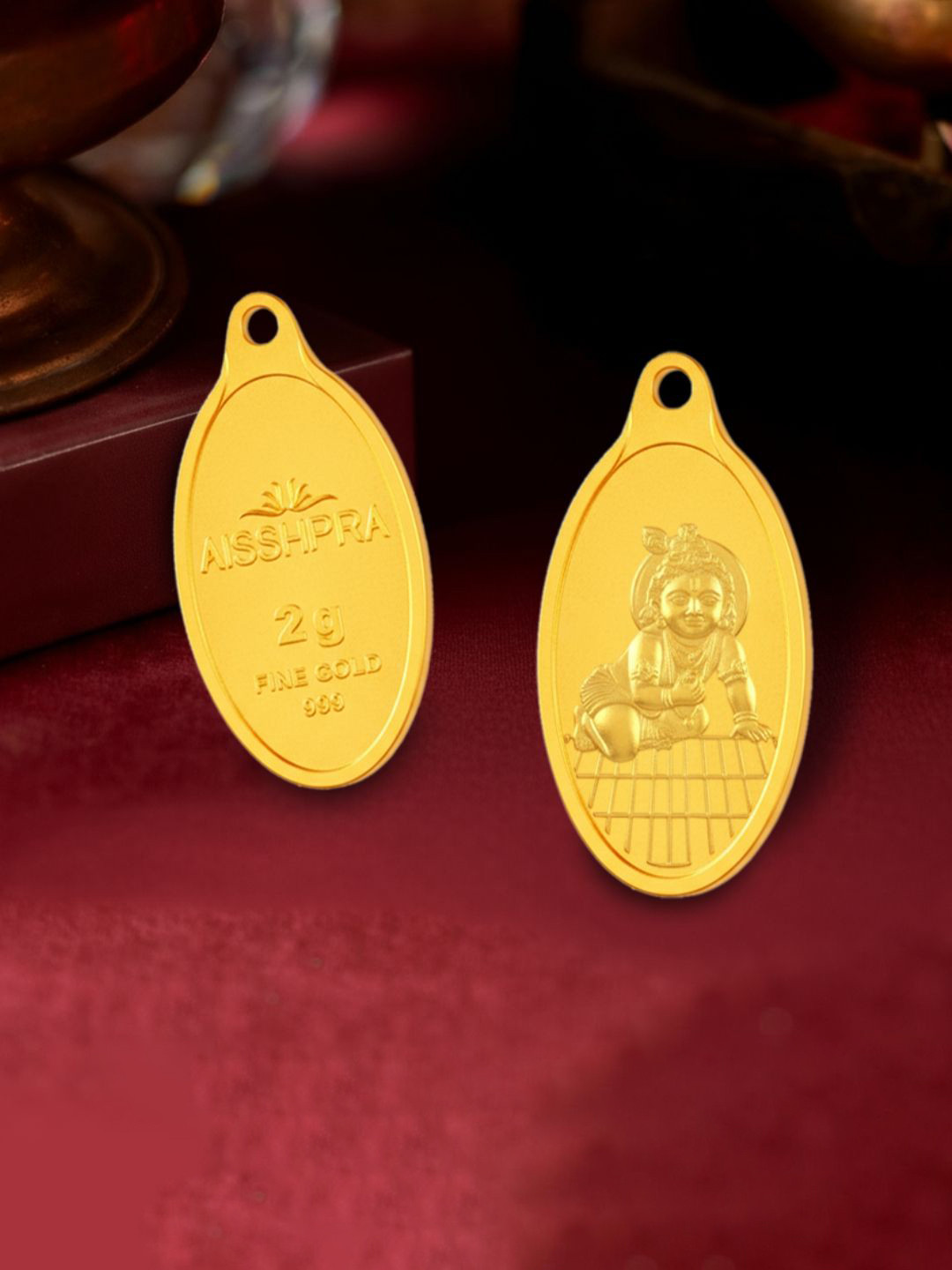 Aisshpra 24 KT Laddu Gopal Gold Coin Pendant - 2 g