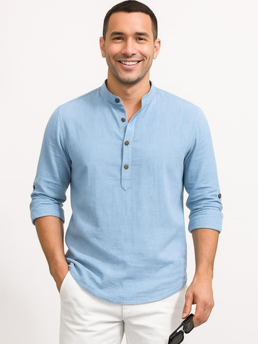 Deelmo Spread Collar Satin Formal Shirt