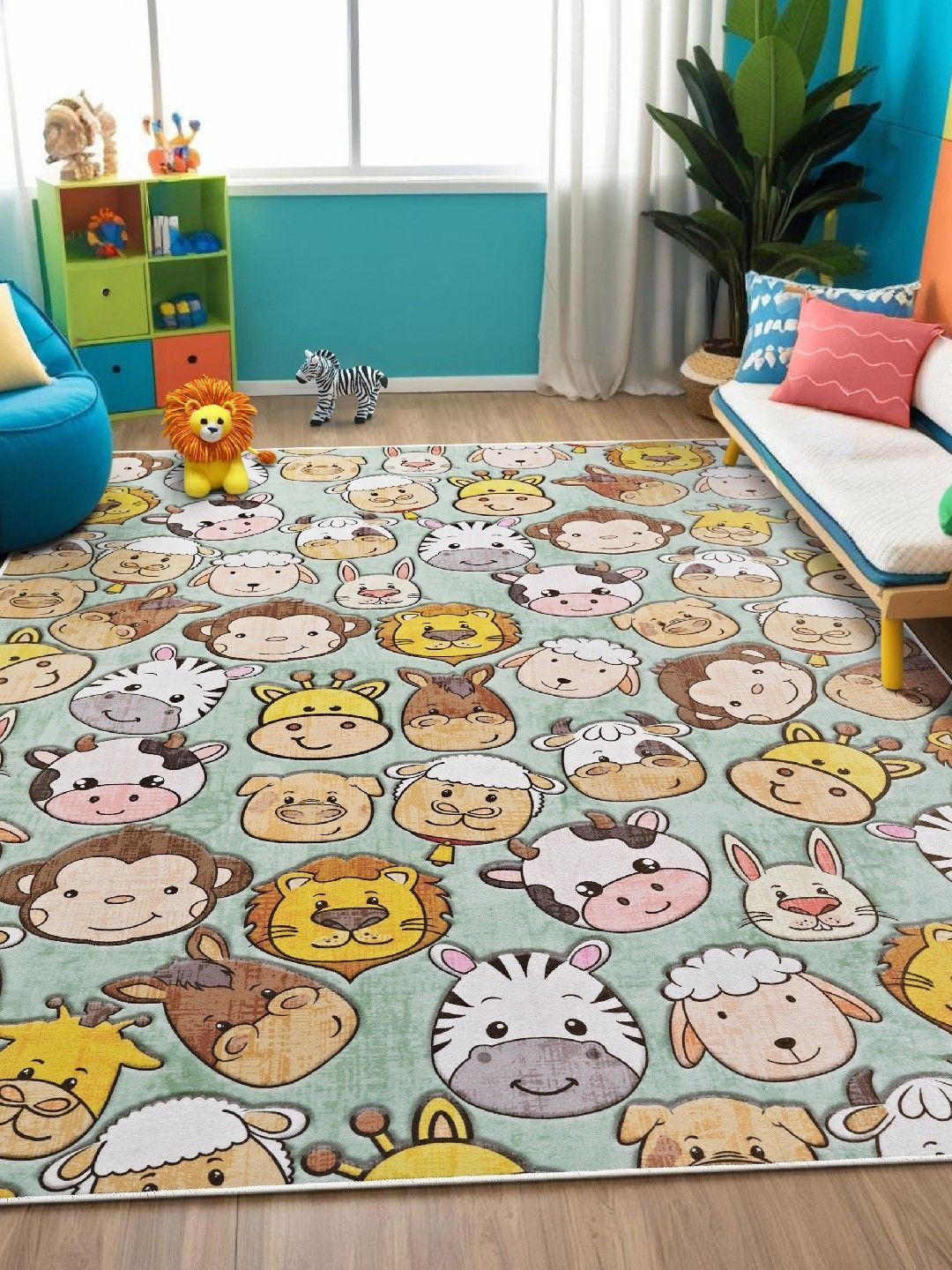 Kaleen India Blue Anti-Skid Backing Washable Indoor-Outdoor Rugs