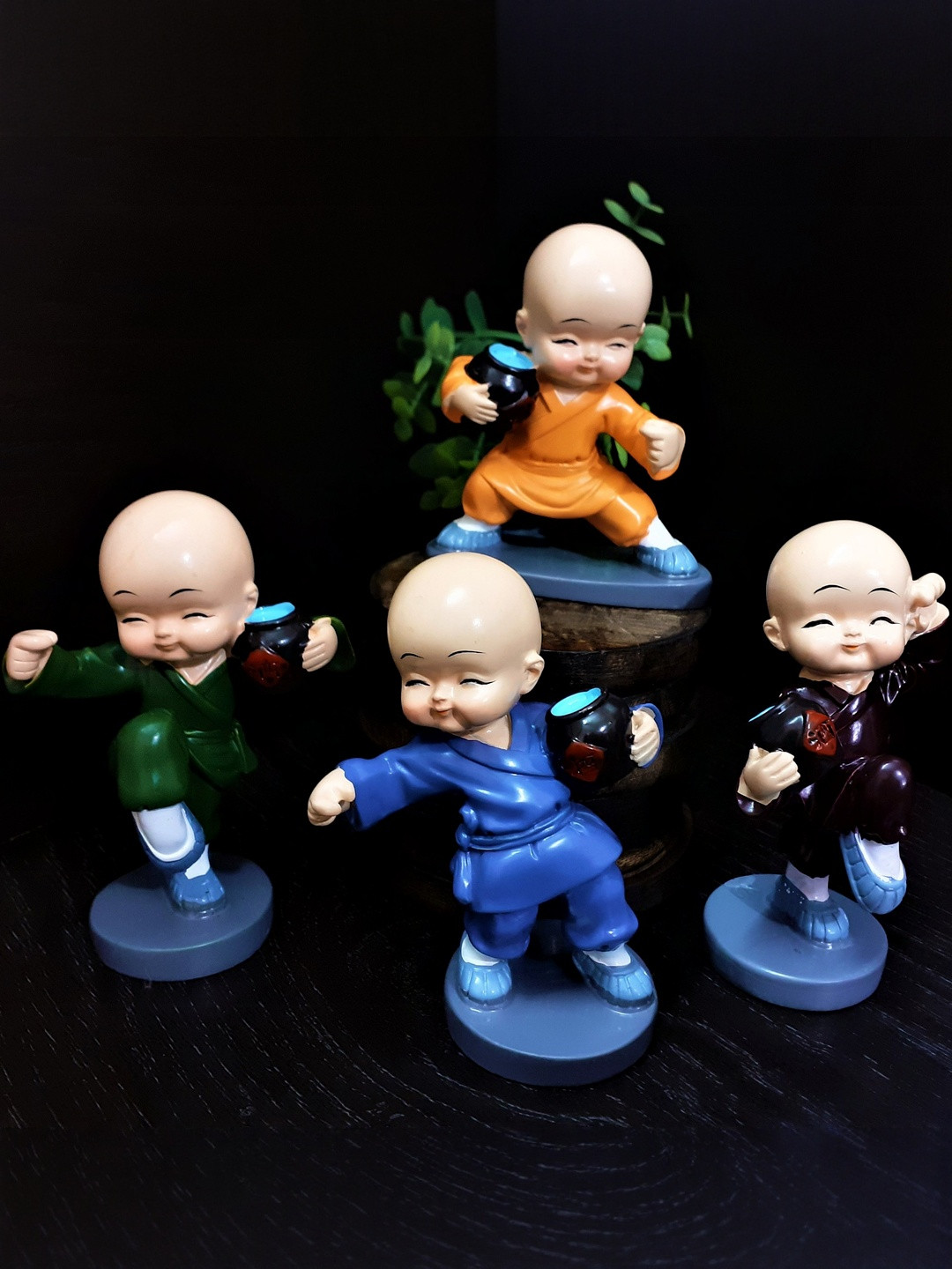 Afterstitch Set of 4 Cute Baby Buddha Multicoloured Figurine Showpiece
