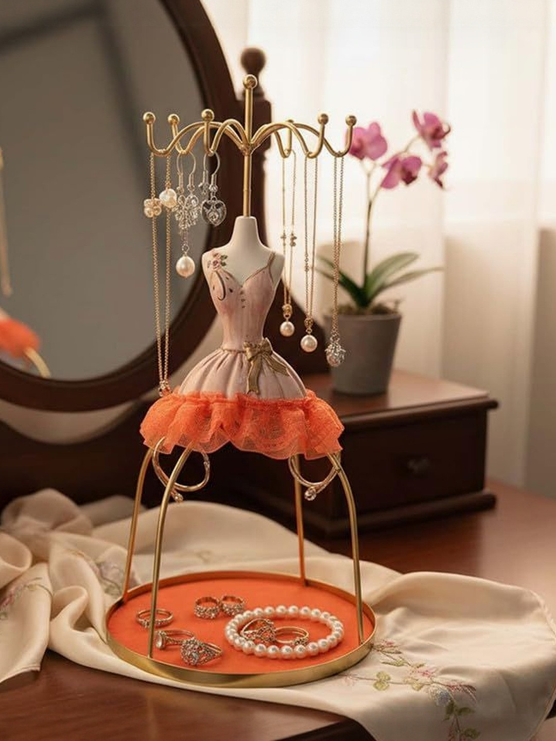 Go Hooked Women Doll Dress Jewelry Holder Stand